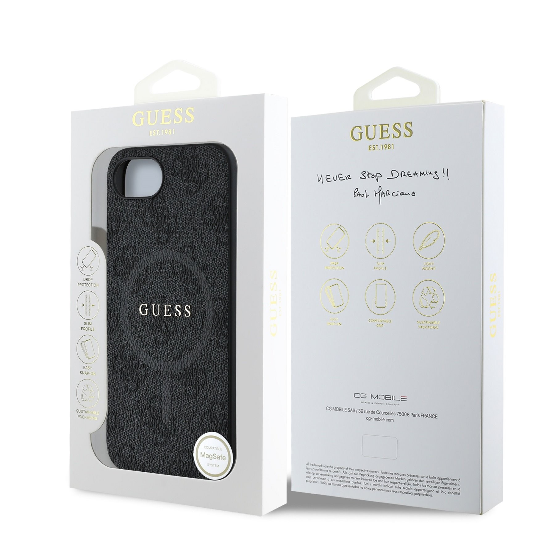 Apple iPhone 16e GUESS GUHMPSE4G4GFRK MagSafe Hátlap - Fekete