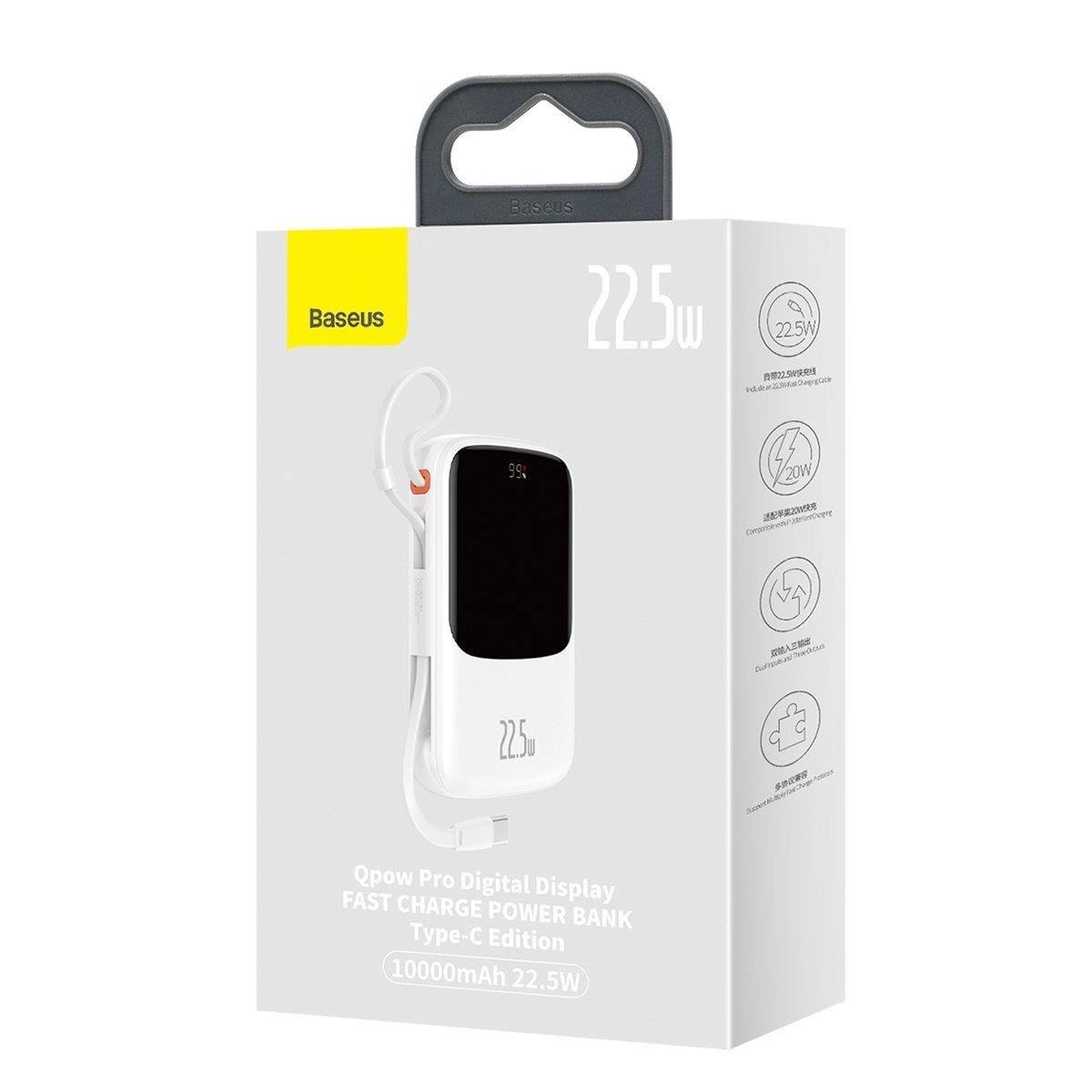 Baseus Qpow Digital 22.5W QC/PD/SCP/FCP 10000 mAh Powerbank USB-C Kábellel