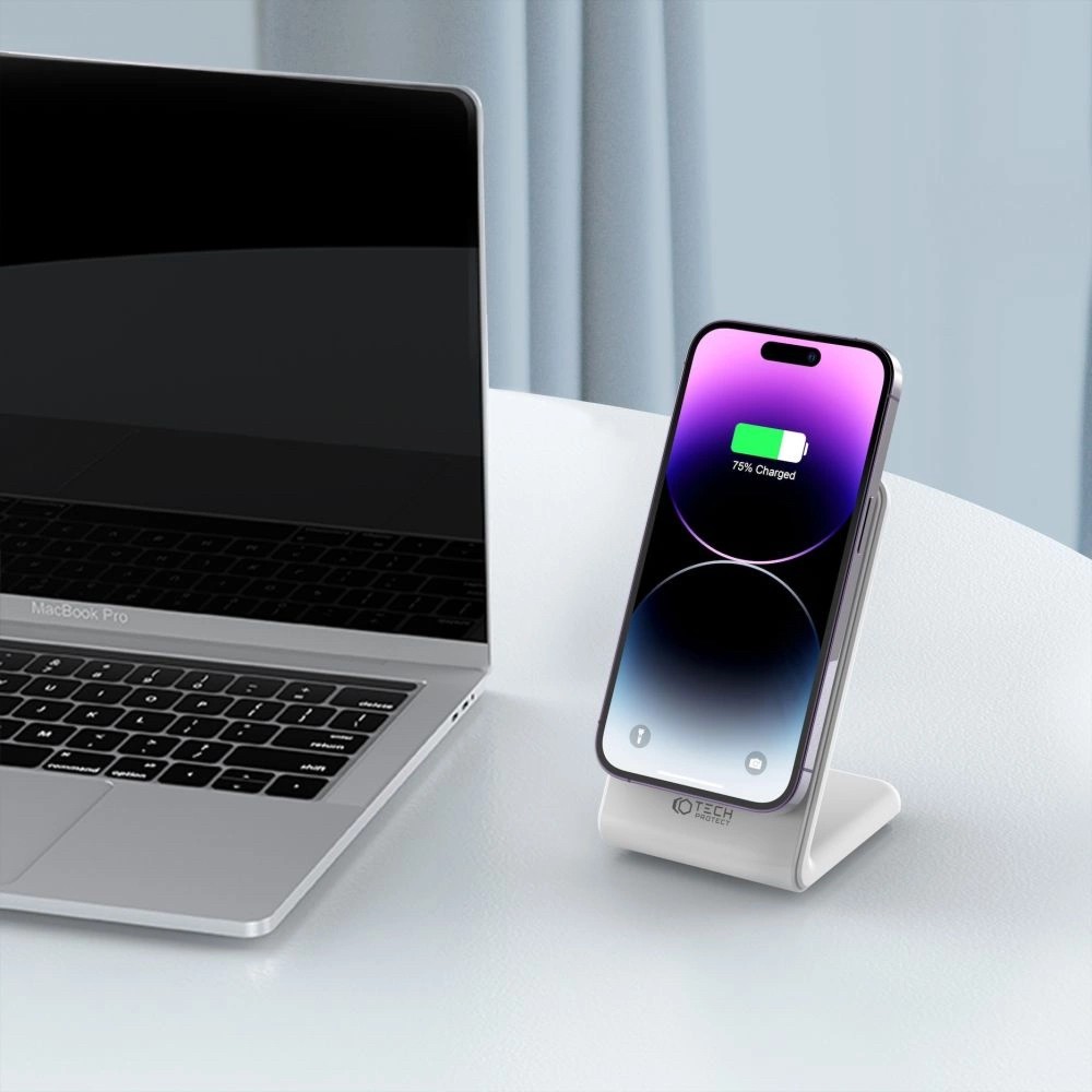Tech-Protect QI15W-A23 MagSafe Asztali Töltő - Fehér