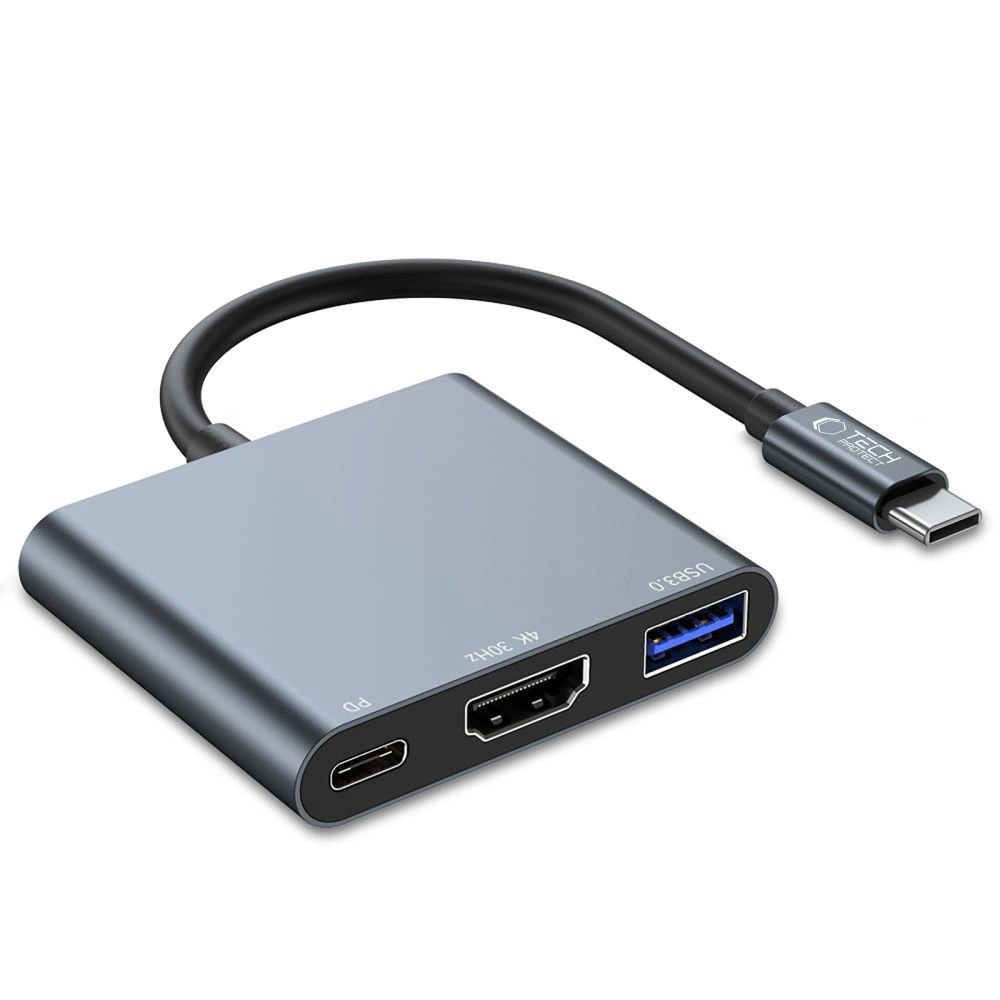 Tech-Protect V1 3in1 USB-C - USB-A 3.0 / USB-C PD 100W / HDMI 4K 30Hz HUB