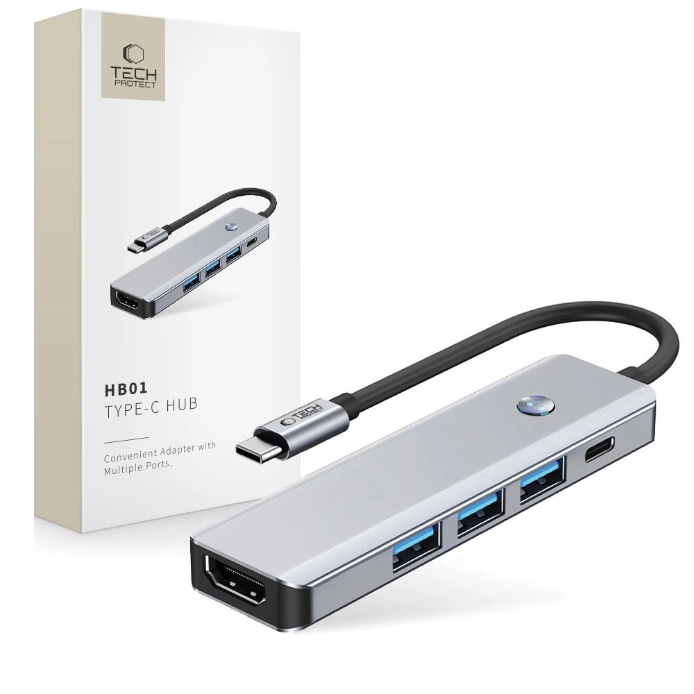 Tech-Protect HB01 HUB Adapter 5in1 USB-C + USB3.0 + HDMI 4K 60Hz + PD100W