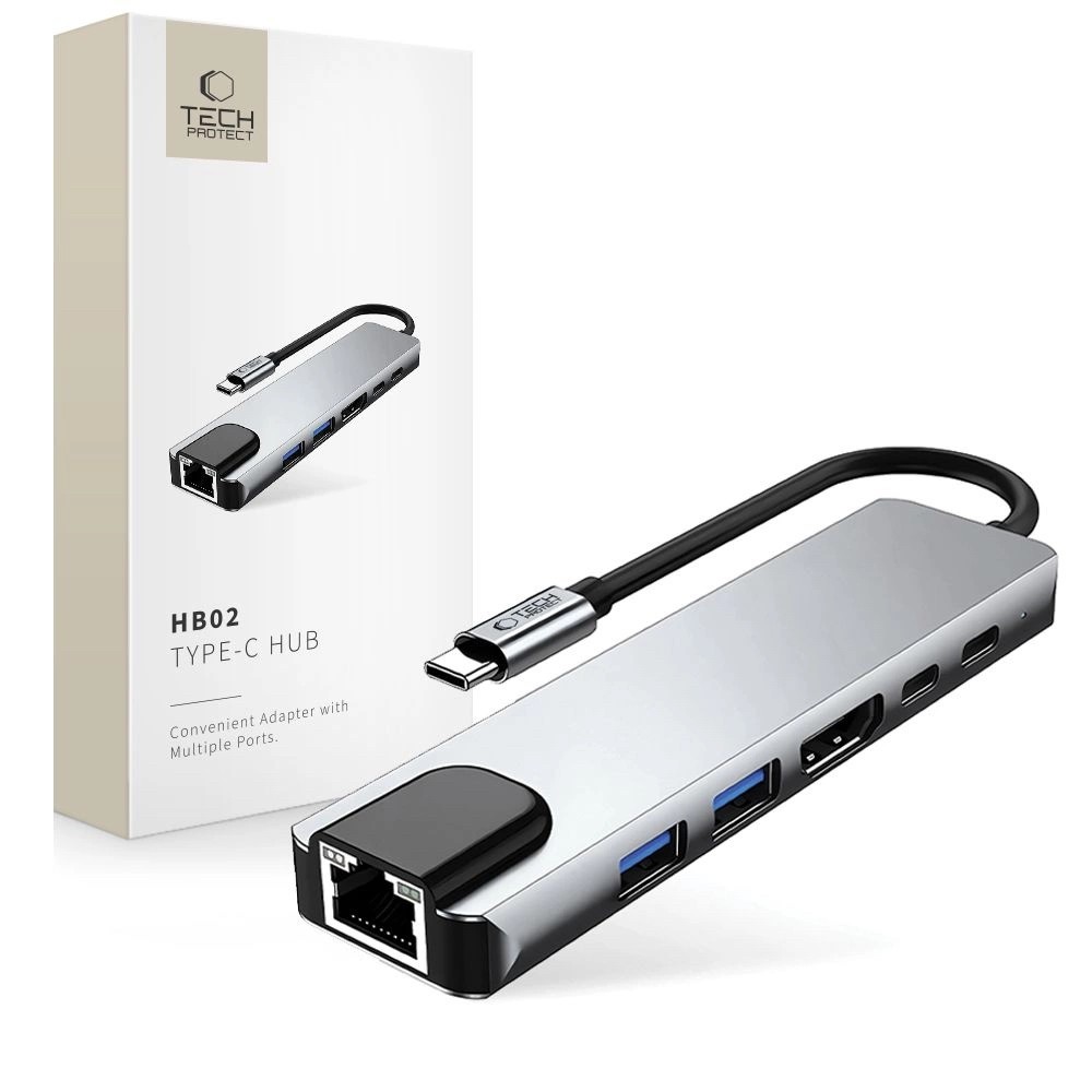 Tech-Protect HB02 HUB Adapter 6in1 USB-C + USB2.0 + USB3.0 + HDMI 4K 30Hz