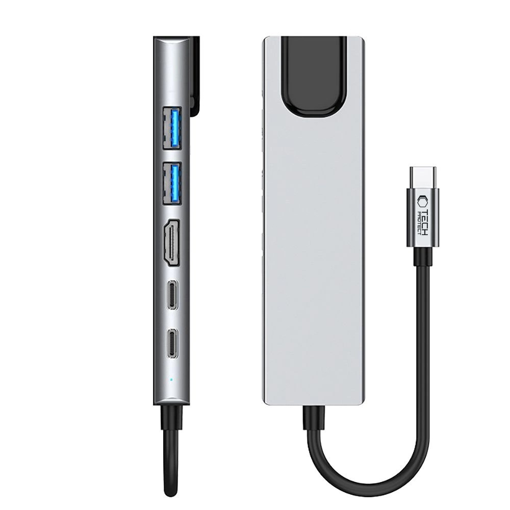 Tech-Protect HB02 HUB Adapter 6in1 USB-C + USB2.0 + USB3.0 + HDMI 4K 30Hz
