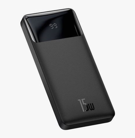 Baseus Bipow Digital 15W PD QC 3.0 + PD 10000 mAh Powerbank - Fekete