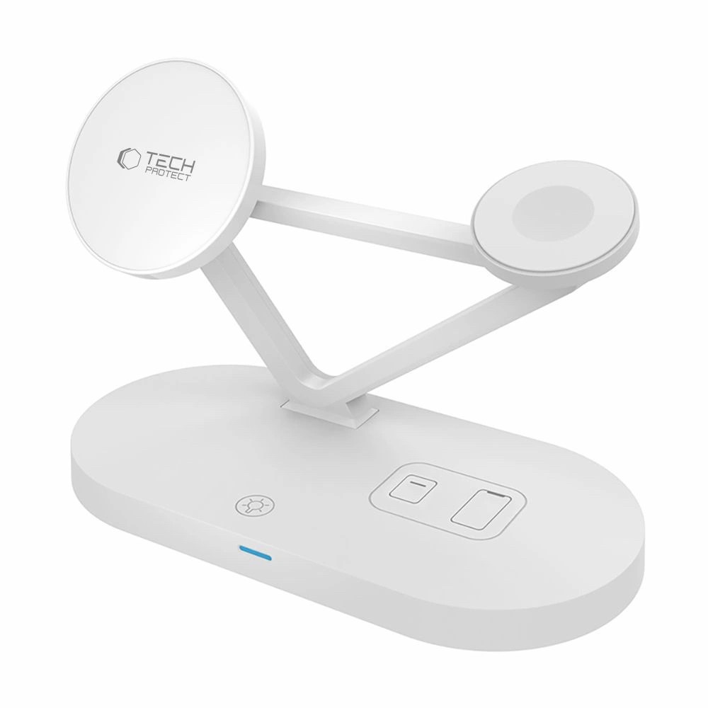 Tech-Protect QI15W-A41 3in1 MagSafe Asztali Töltő + Led Esti Fény - Fehér