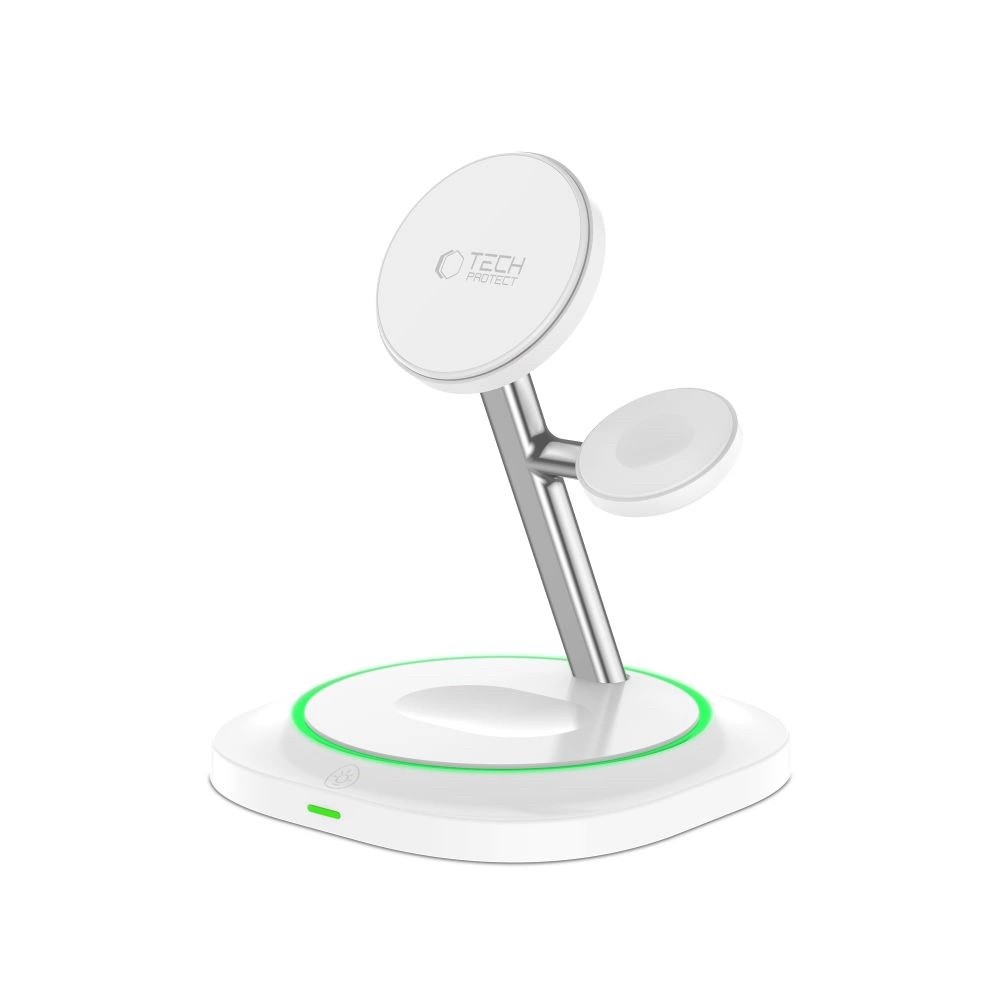 Tech-Protect QI15W-A46 3in1 MagSafe Asztali Töltő - Fehér