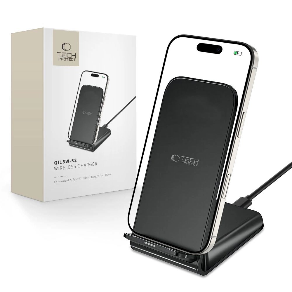 Tech-Protect QI15W-S2 Wireless Asztali Töltő - Fekete