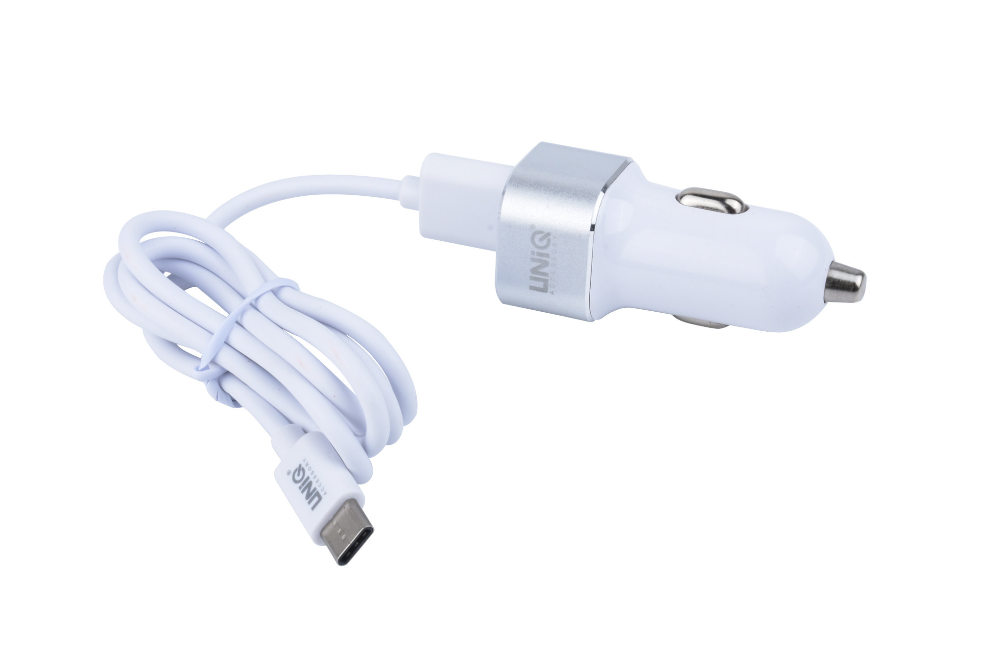 UNIQ 2.4A 2xUSB Autós Töltőfej + Lightning 1M Adatkábel - Fekete