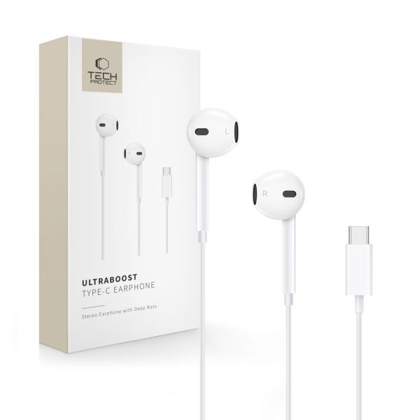 Tech-Protect UltraBoost Type-C Headset - Fehér