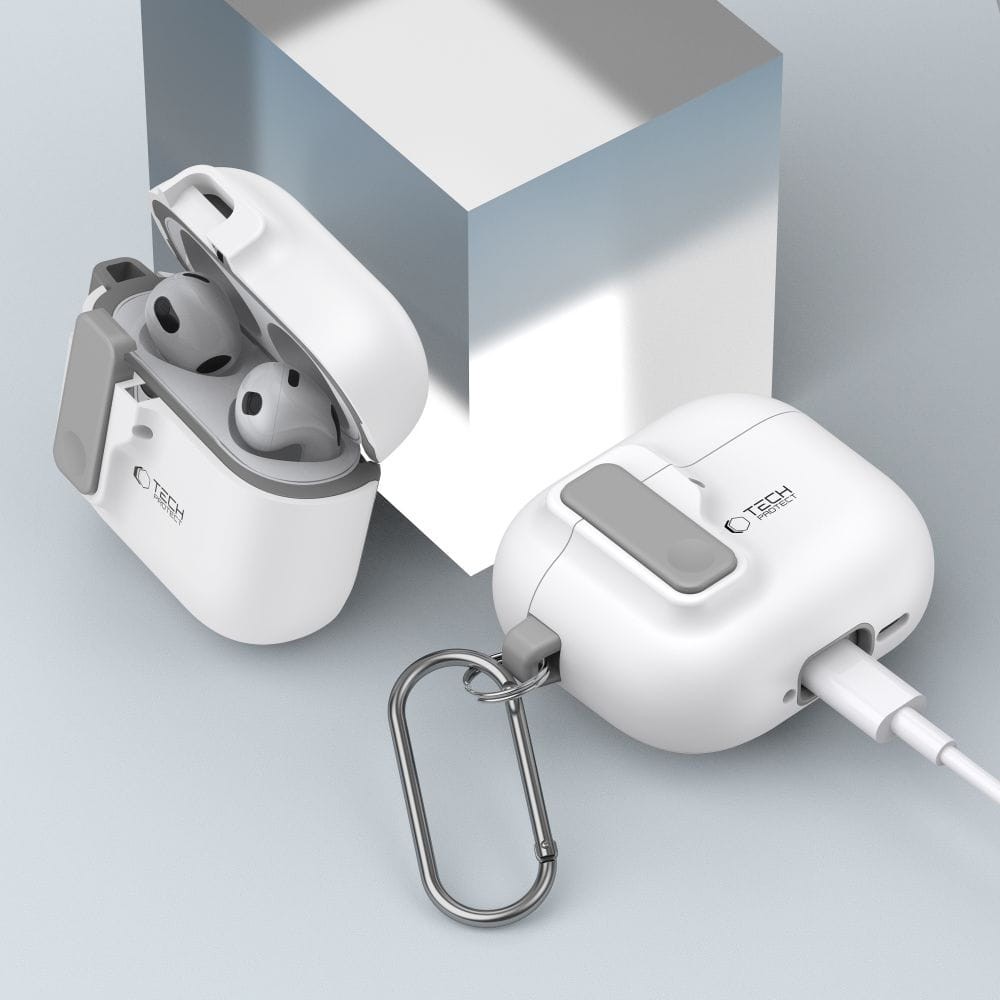 Apple AirPods 4 Tech-Protect Biztonsági Tok - Fehér