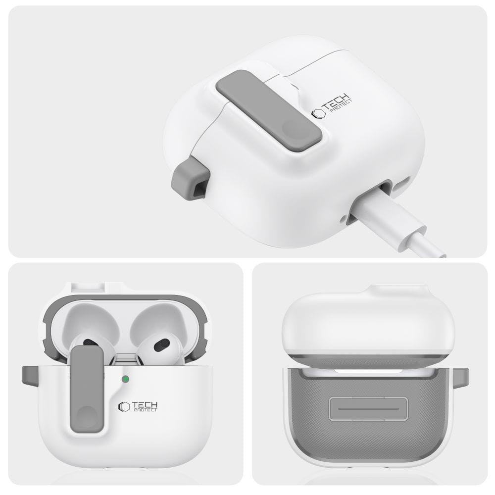 Apple AirPods 4 Tech-Protect Biztonsági Tok - Fehér