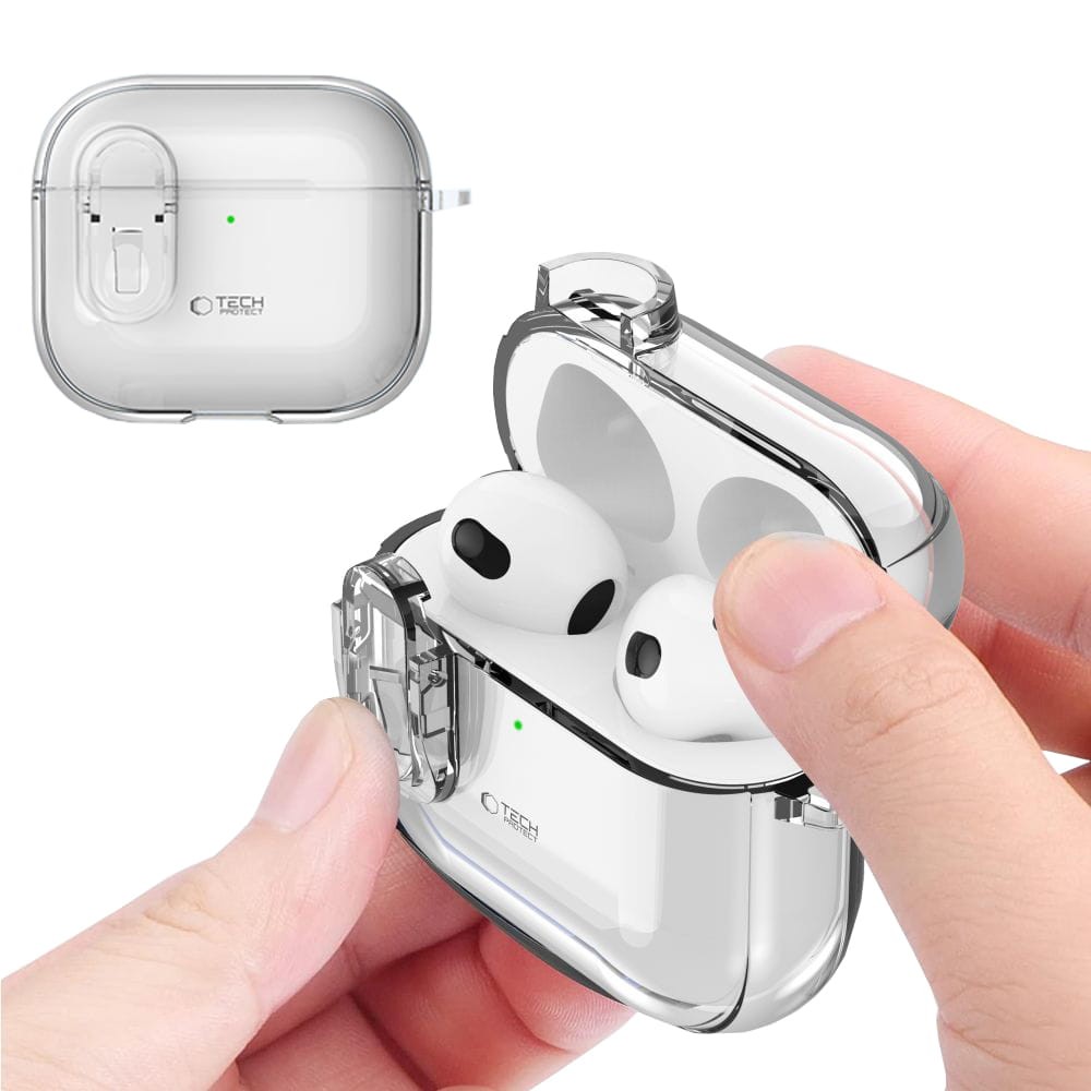 Apple AirPods 4 Tech-Protect Biztonsági Tok - Átlátszó