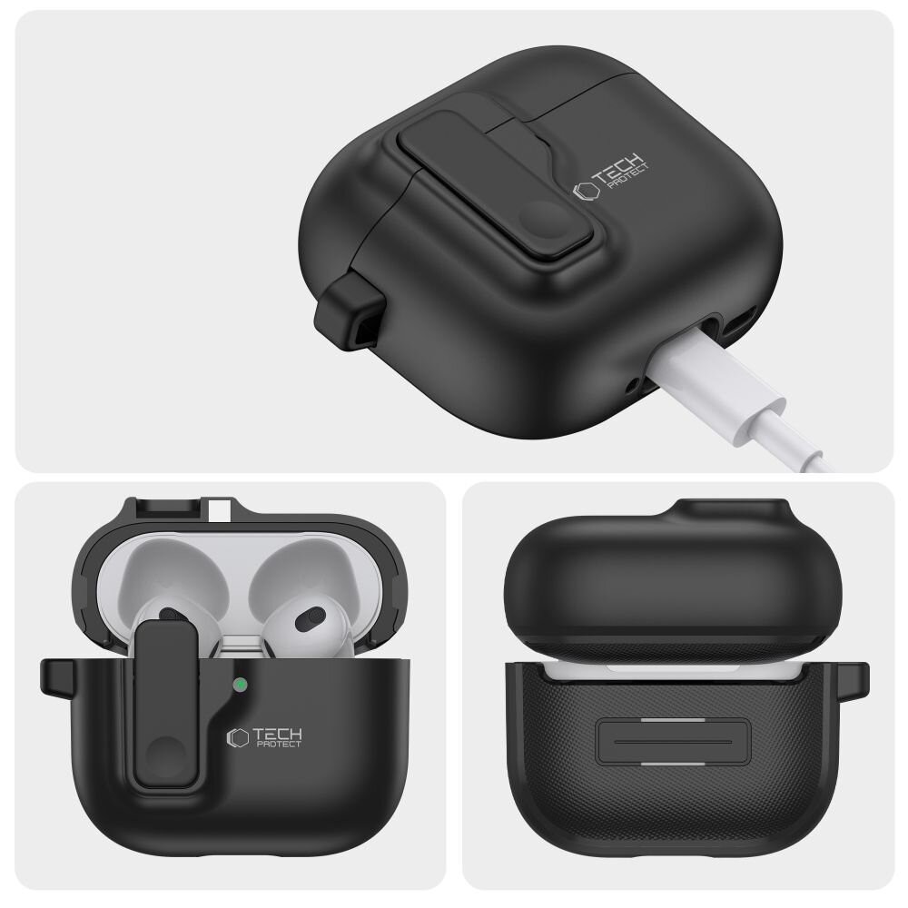 Apple AirPods 4 Tech-Protect Biztonsági Tok - Fekete
