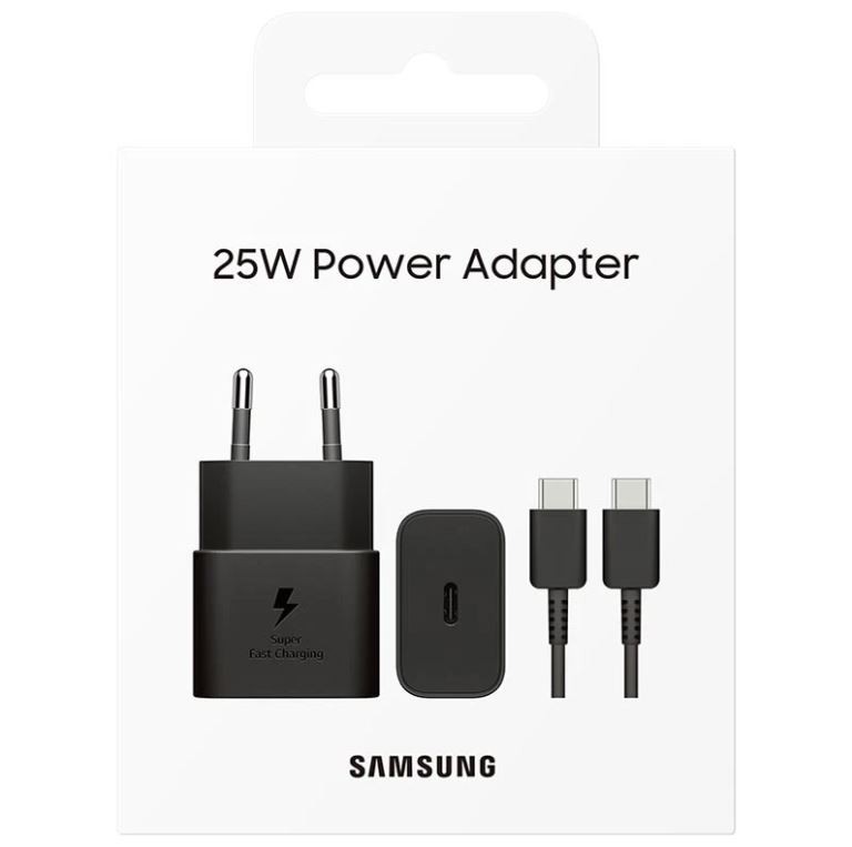 Samsung T2510XBEGEU 25W Blister Hálozati Töltőfej + USB-C Adatkábel - Feke