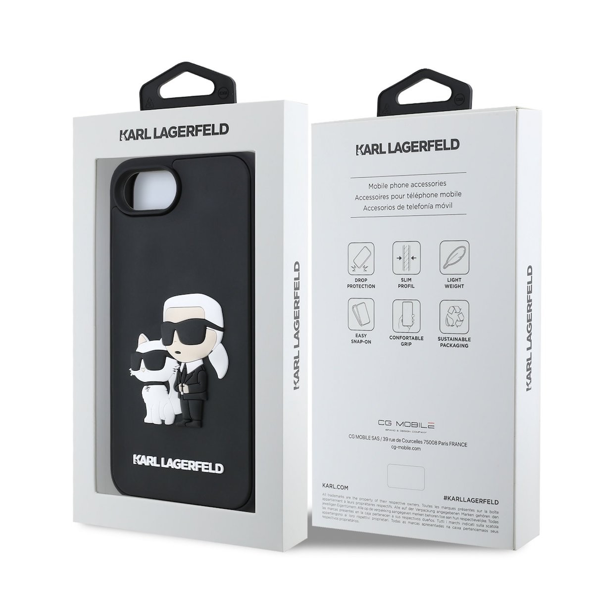 Apple iPhone 16e KARL LAGERFELD KLHCPSE43DRKCNK Hátlap - Fekete