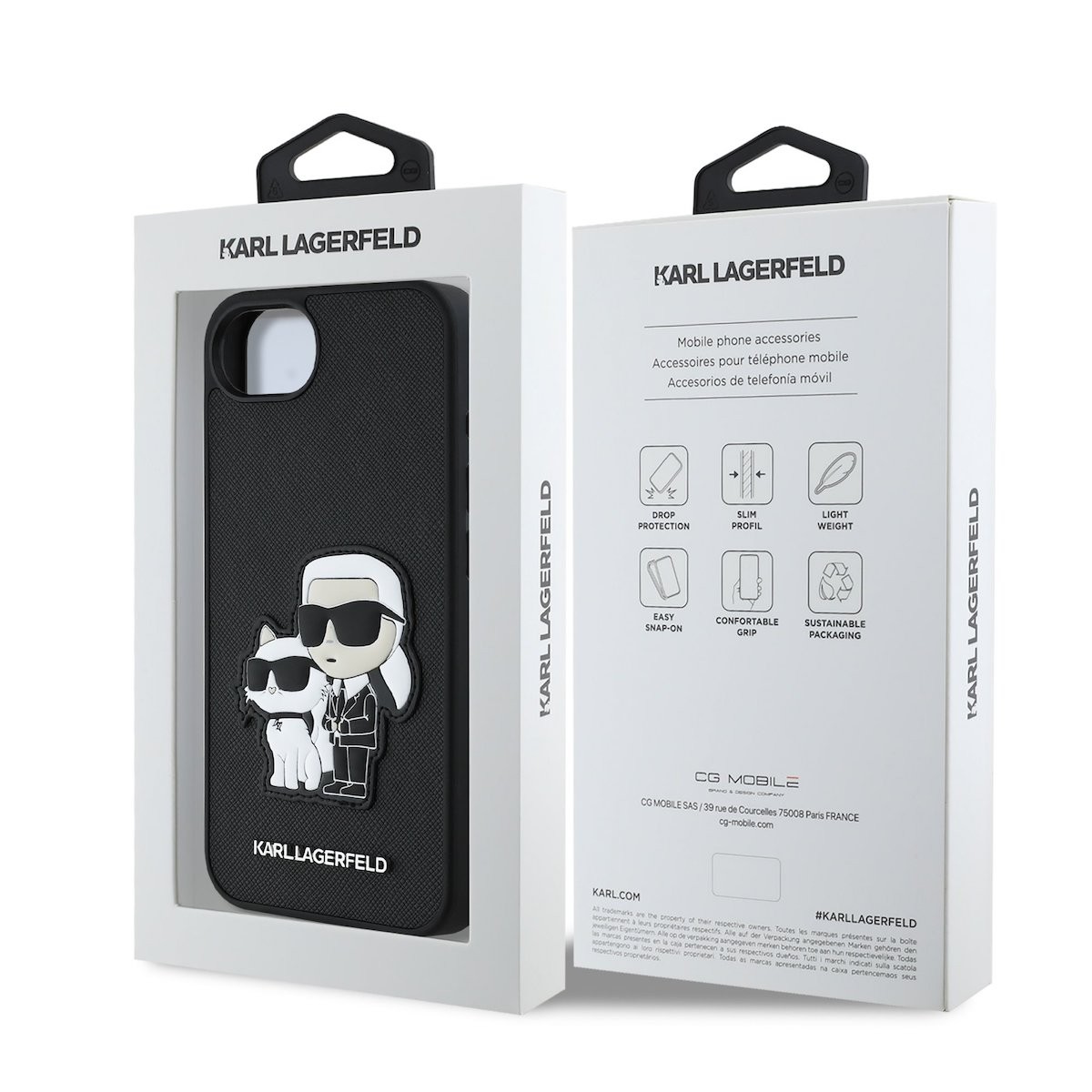 Apple iPhone 16e KARL LAGERFELD KLHCPSE4SANKCPK Hátlap - Fekete