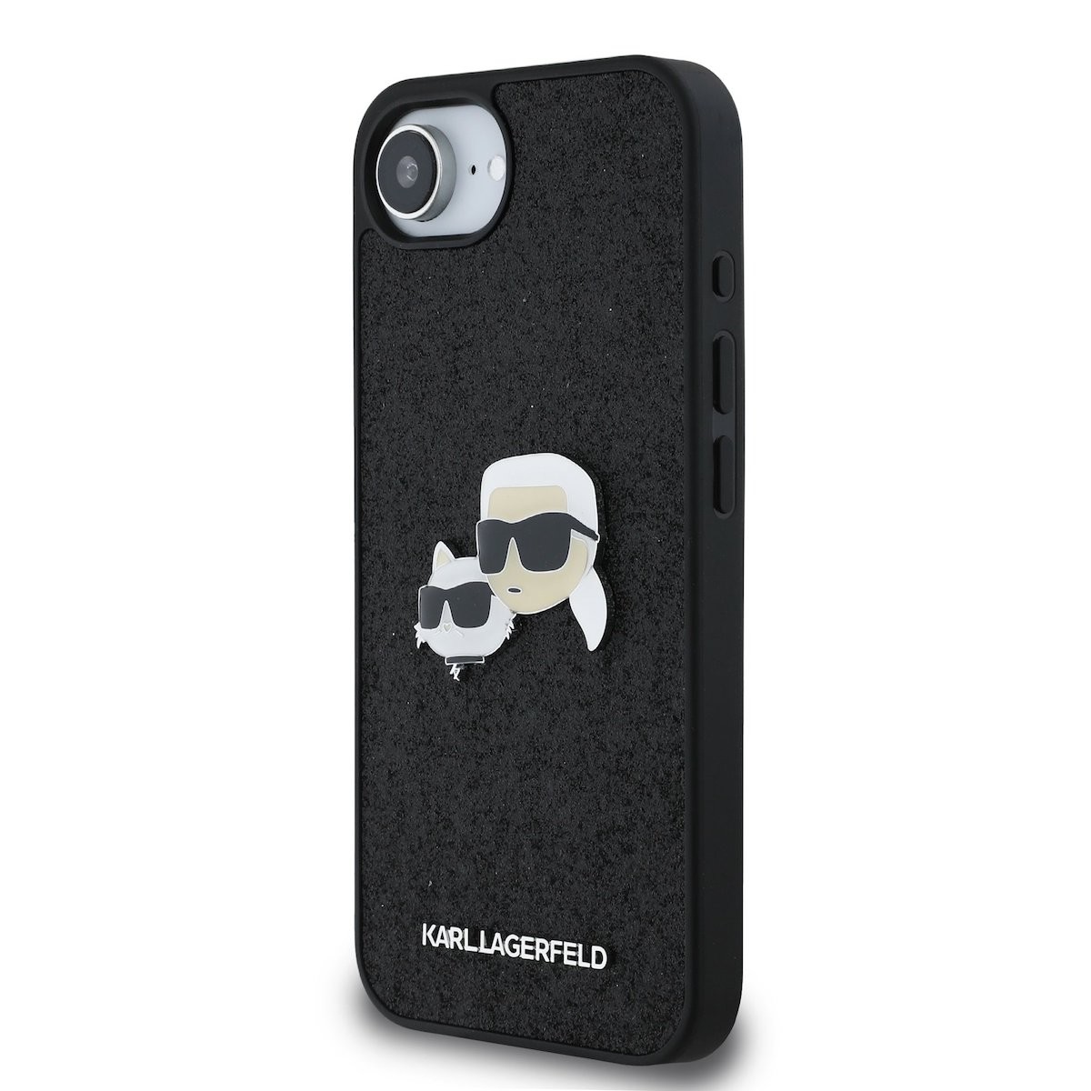 Apple iPhone 16e KARL LAGERFELD KLHCPSE4PFGKCPK Glitter Hátlap - Fekete