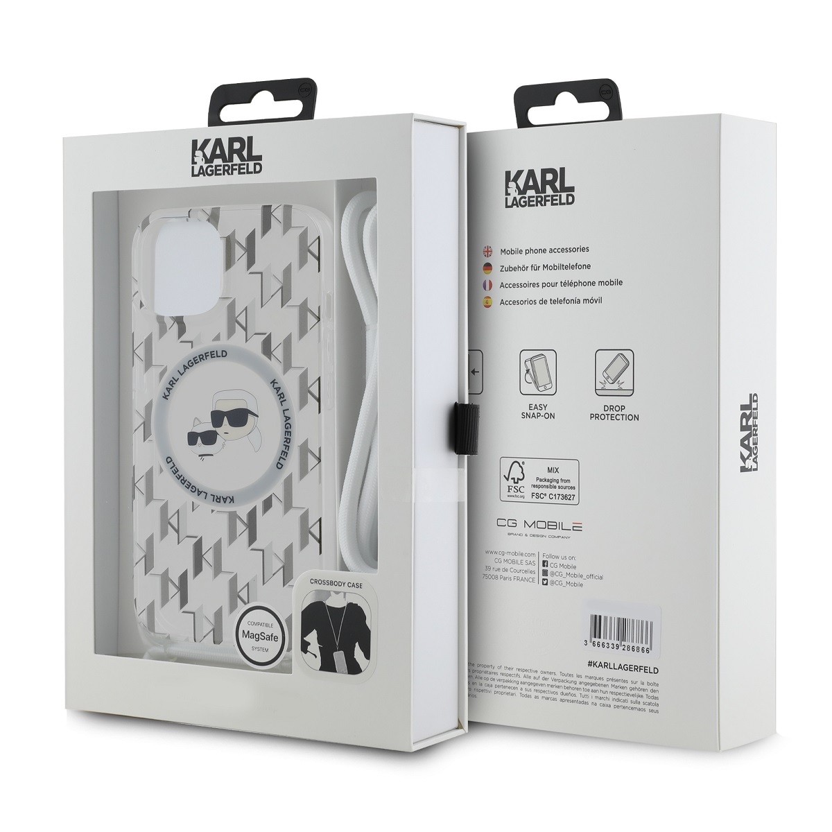 Apple iPhone 15 KARL LAGERFELD KLHMP15SHCKCKLCT Magsafe IML Hátlap - Átlát
