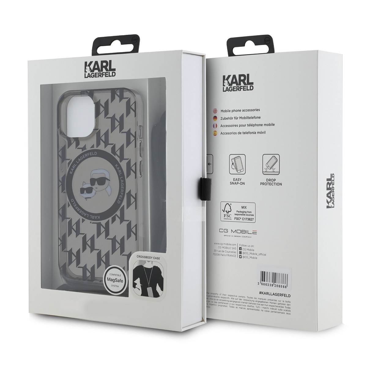 Apple iPhone 15 KARL LAGERFELD KLHMP15SHCKCKLCK Magsafe IML Hátlap - Átlát