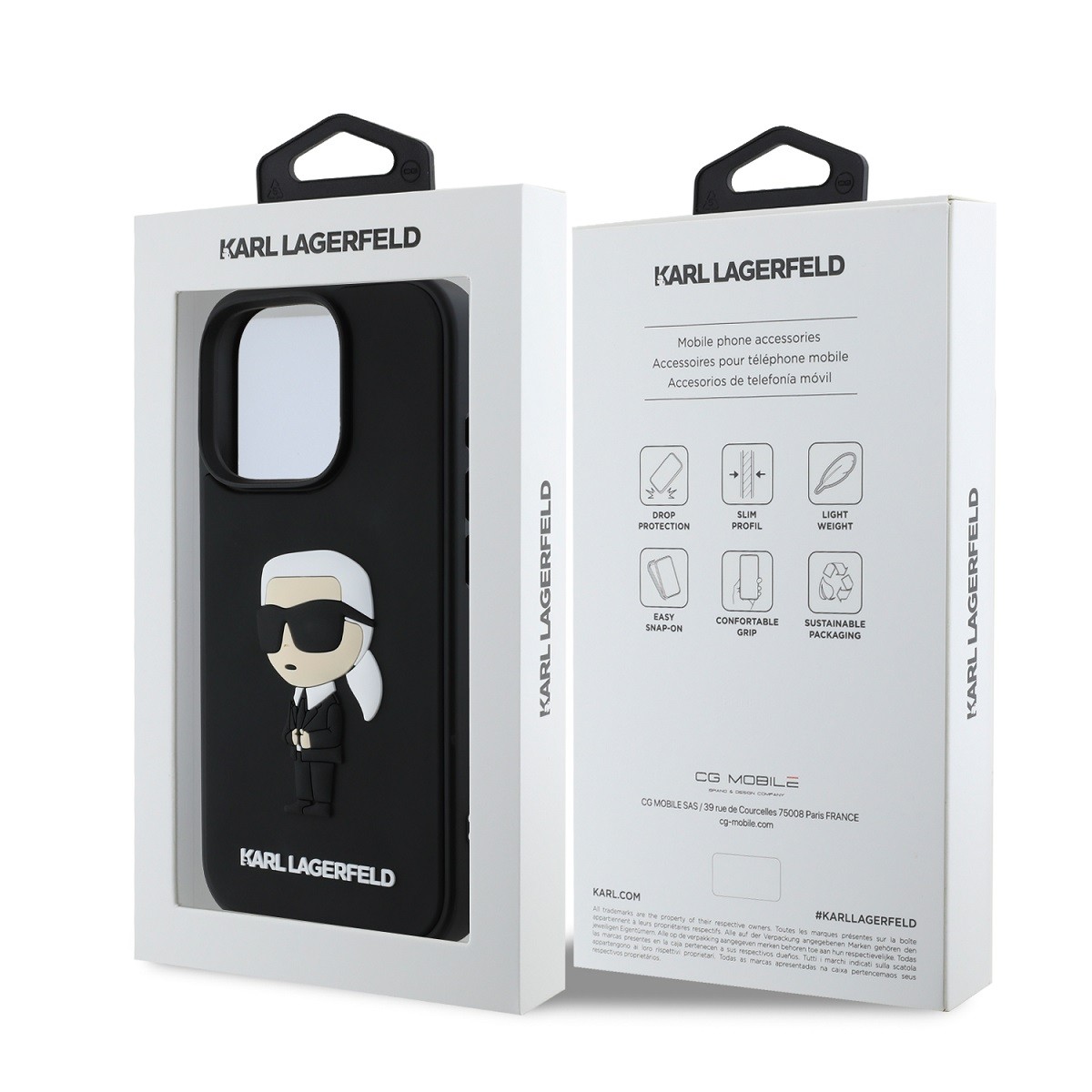 Apple iPhone 16 Pro Max KARL LAGERFELD KLHCP16X3DRKINK Hátlap - Fekete