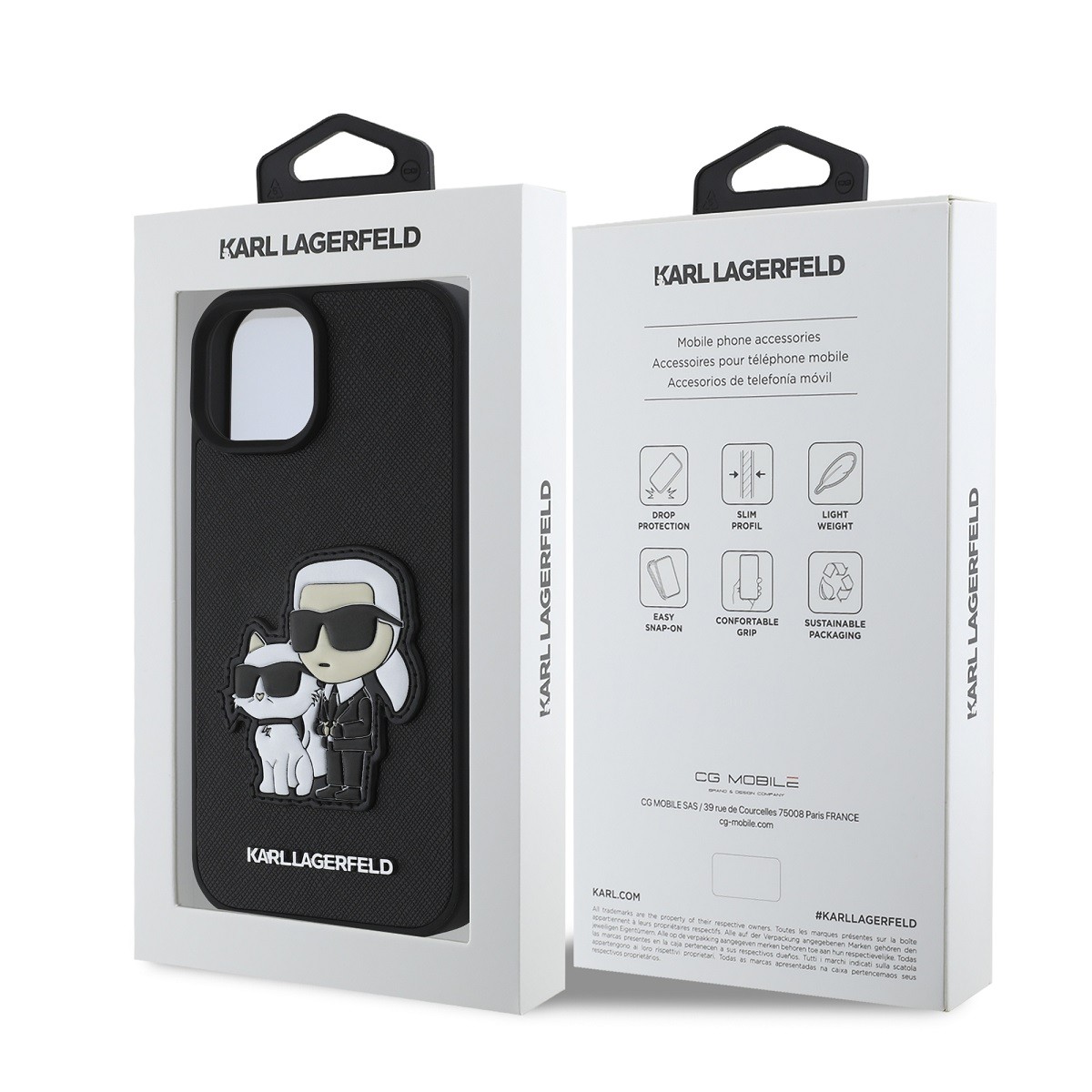 Apple iPhone 15 KARL LAGERFELD KLHCP15SSANKCPK Hátlap - Fekete