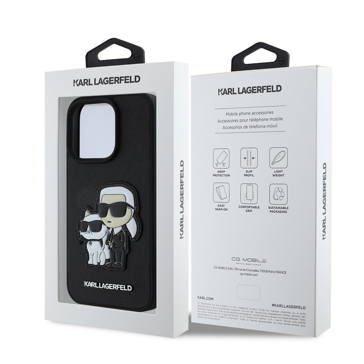 Apple iPhone 15 Pro Max KARL LAGERFELD KLHCP15XSANKCPK Hátlap - Fekete