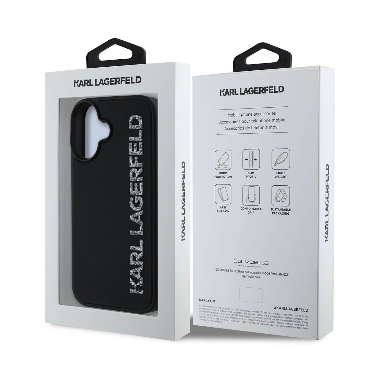 Apple iPhone 16 KARL LAGERFELD KLHCP16SRBKGVCK Hátlap - Fekete