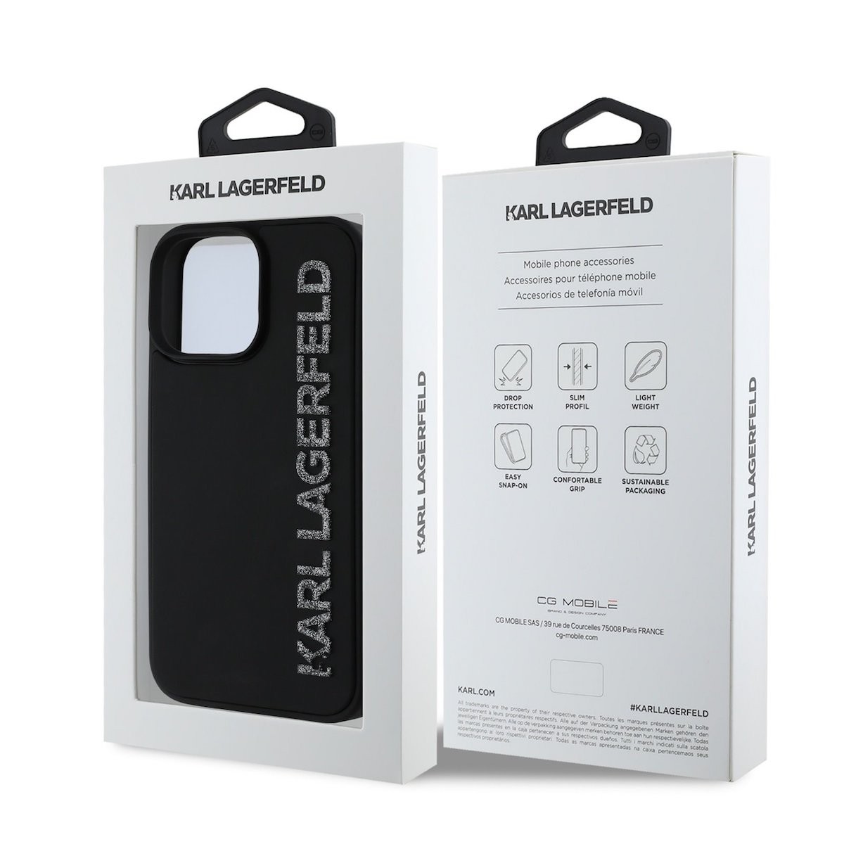 Apple iPhone 15 Pro Max KARL LAGERFELD KLHCP15XRBKGVCK Hátlap - Fekete