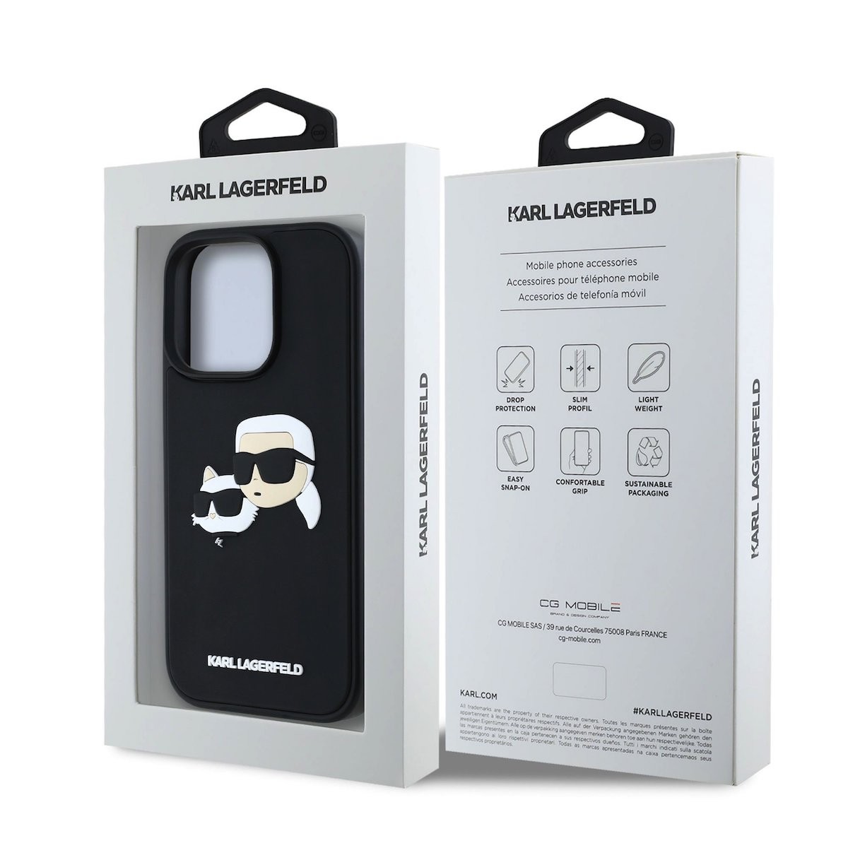 Apple iPhone 16 Pro KARL LAGERFELD KLHCP16LRBCKCHLK Hátlap - Fekete