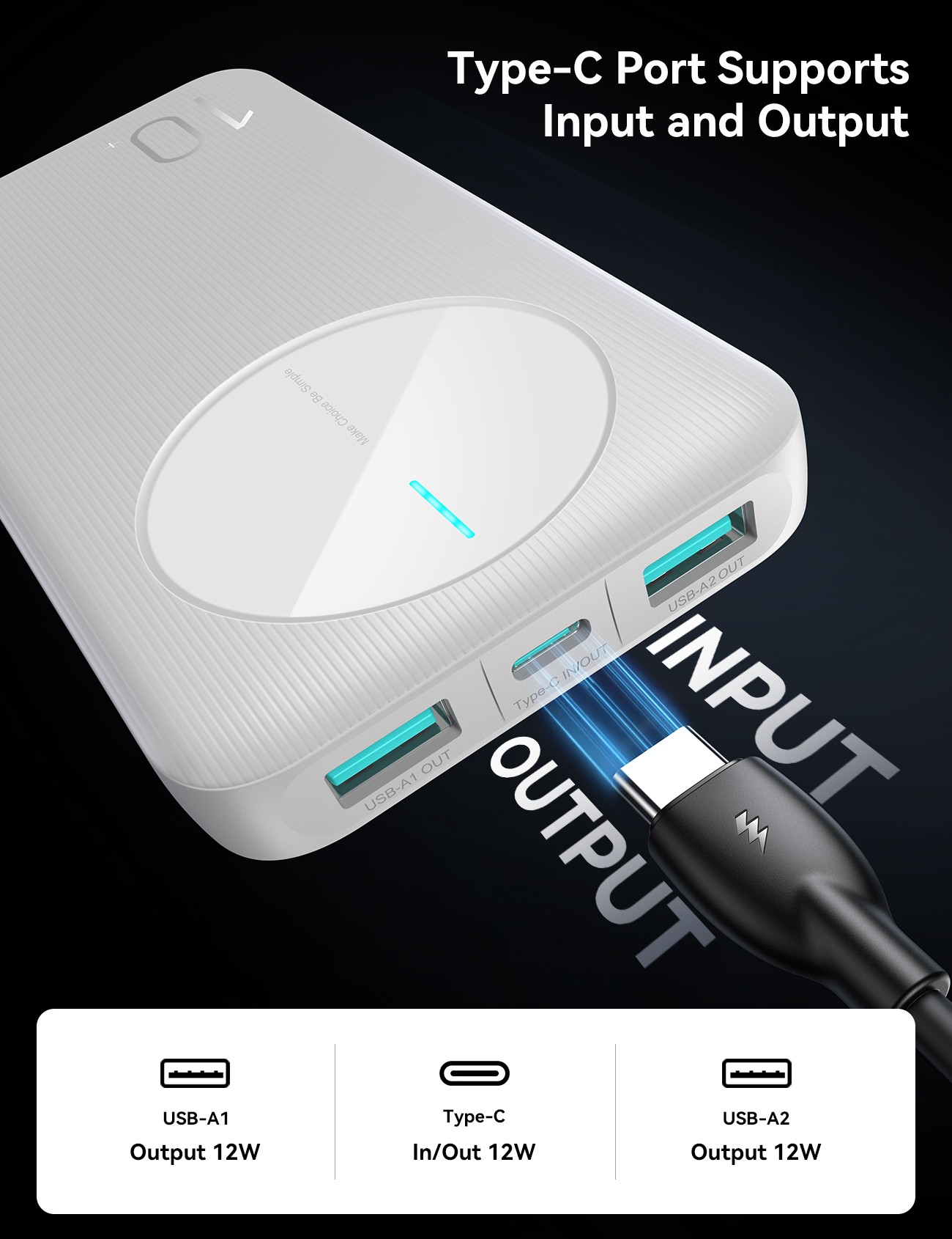 Joyroom JR-PBF12 10000mAh Powerbank - Fehér