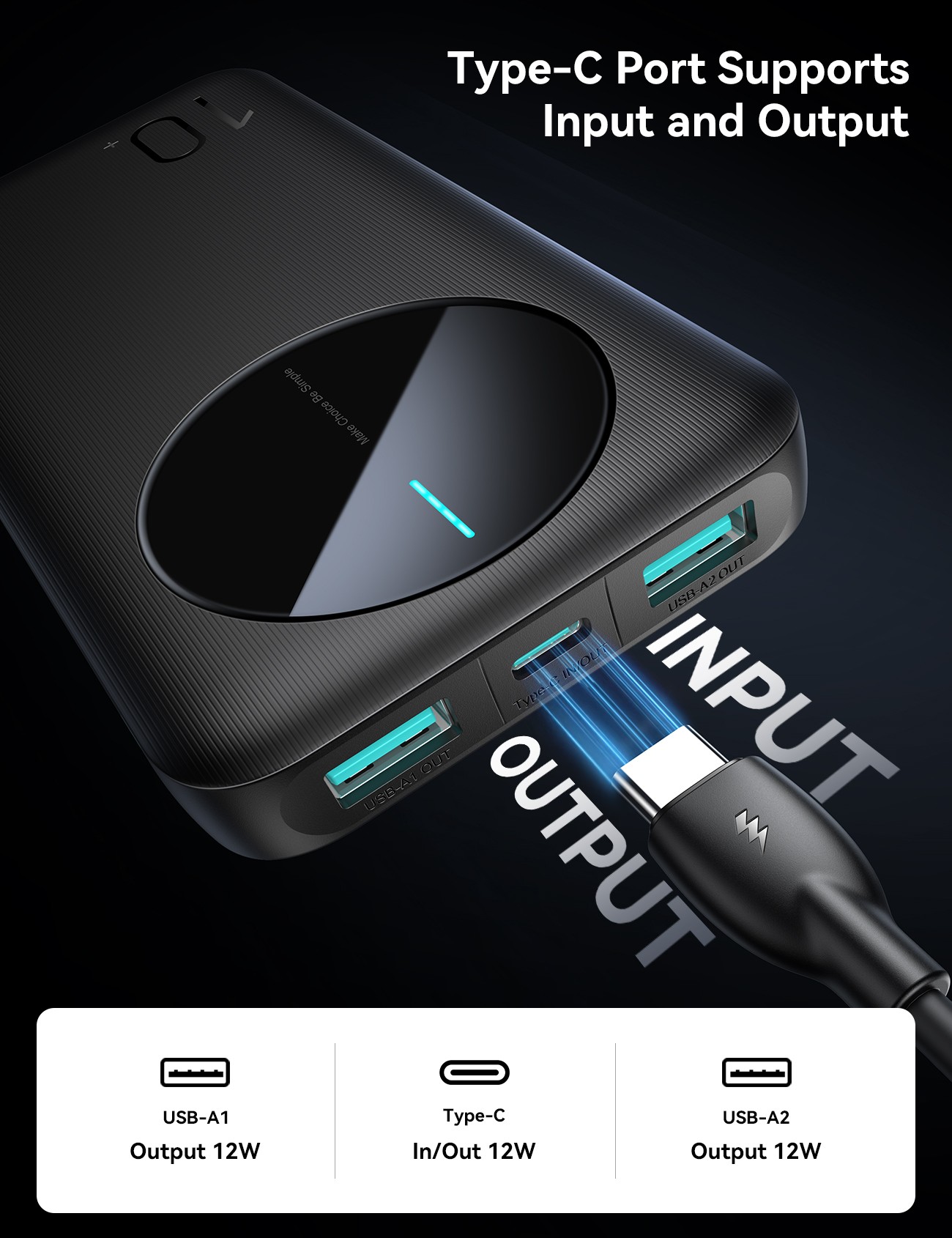 Joyroom JR-PBF12 10000mAh Powerbank - Fekete