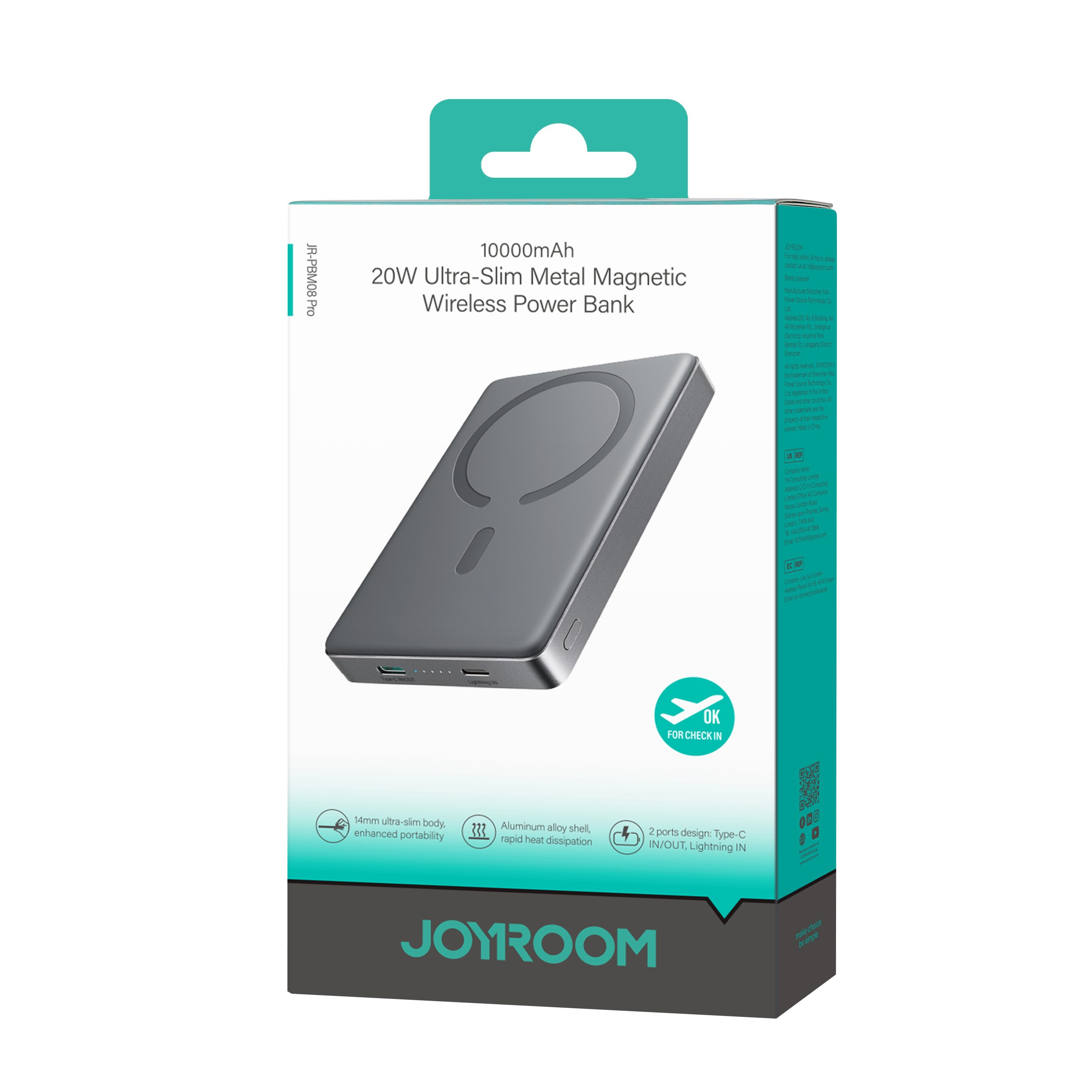 Joyroom JR-PBM08 Pro 10000mAh 20W MagSafe Powerbank - Grafit