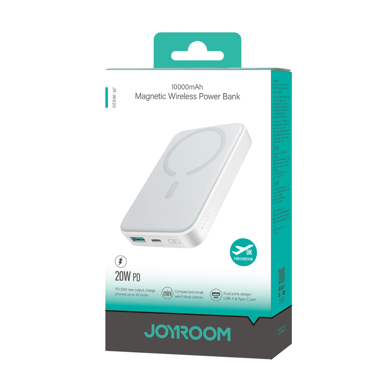 Joyroom JR-W020 10000mAh 20W MagSafe Powerbank - Fehér