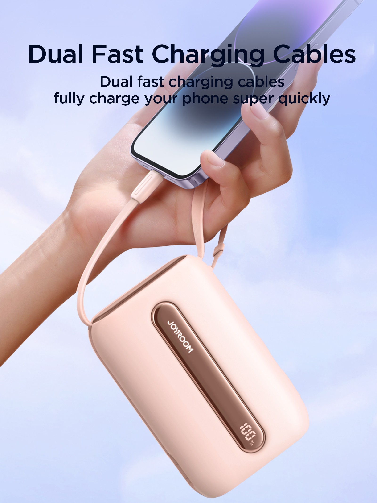 Joyroom JR-L012 Plus 20000mAh 22.5W beépített Type-C/Lightning kábeles Pow