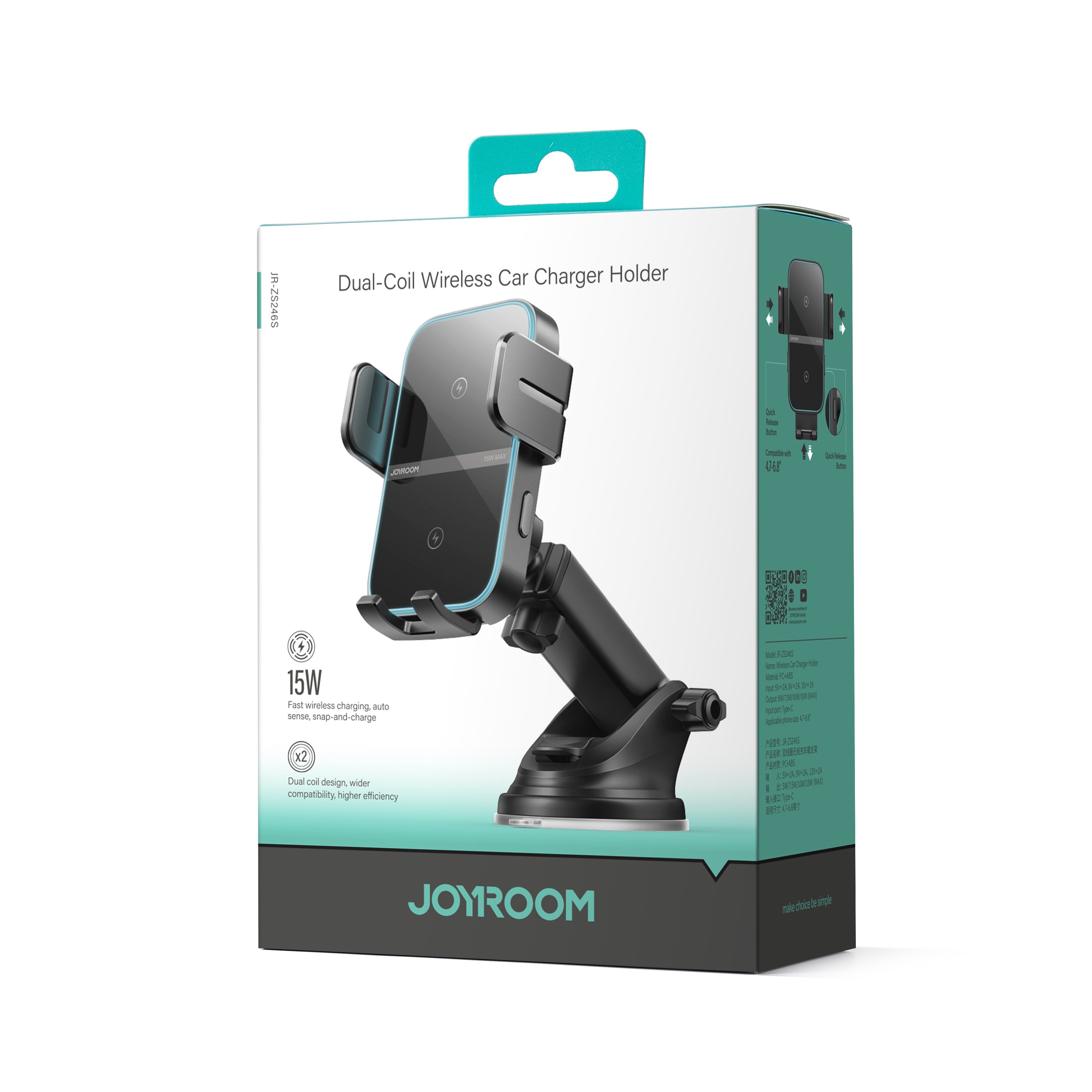 Joyroom JR-ZS246 S Autómata Wireless Autós Töltő és Tartó - Fekete