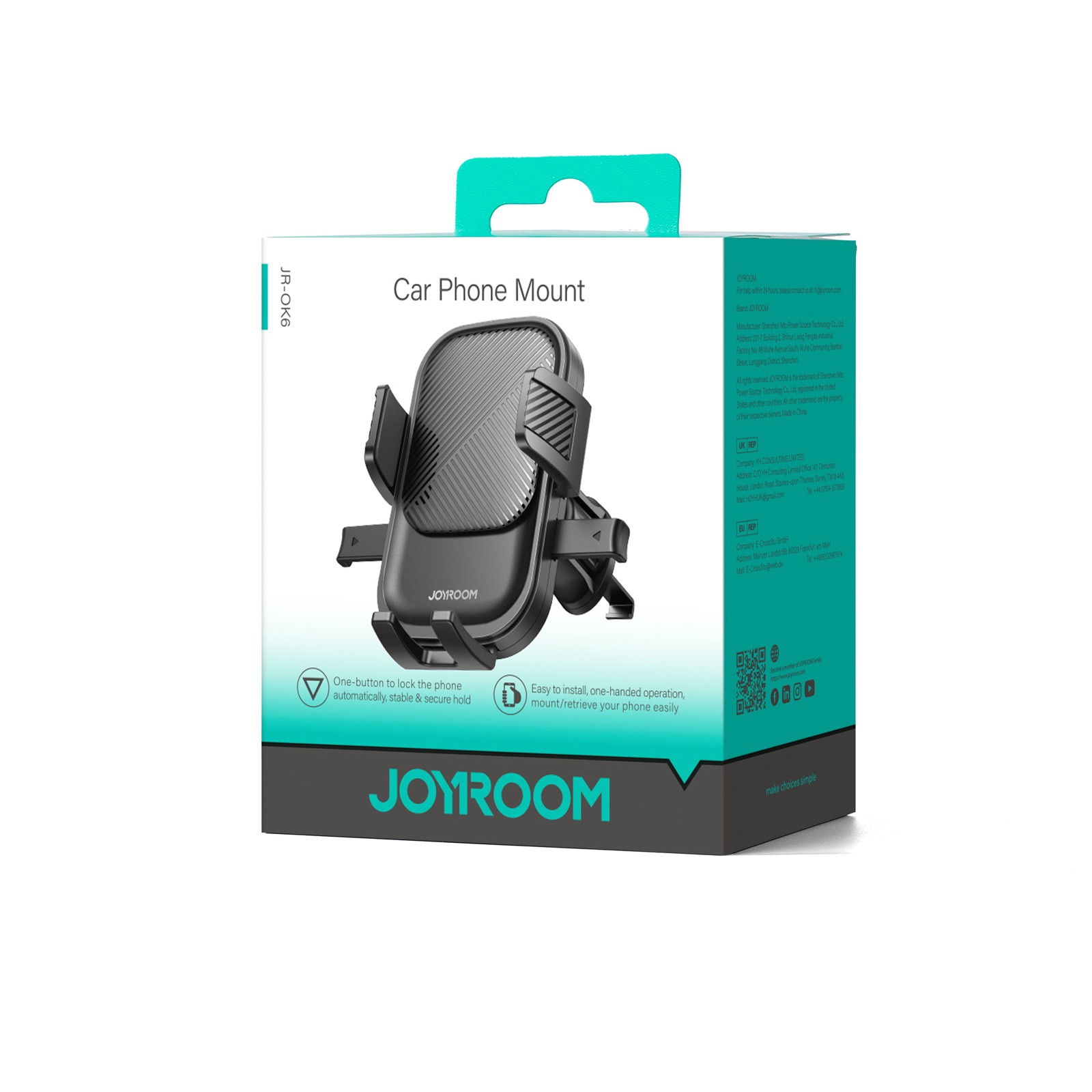 Joyroom JR-OK6 Szellőzőrácsos Autós Tartó - Fekete