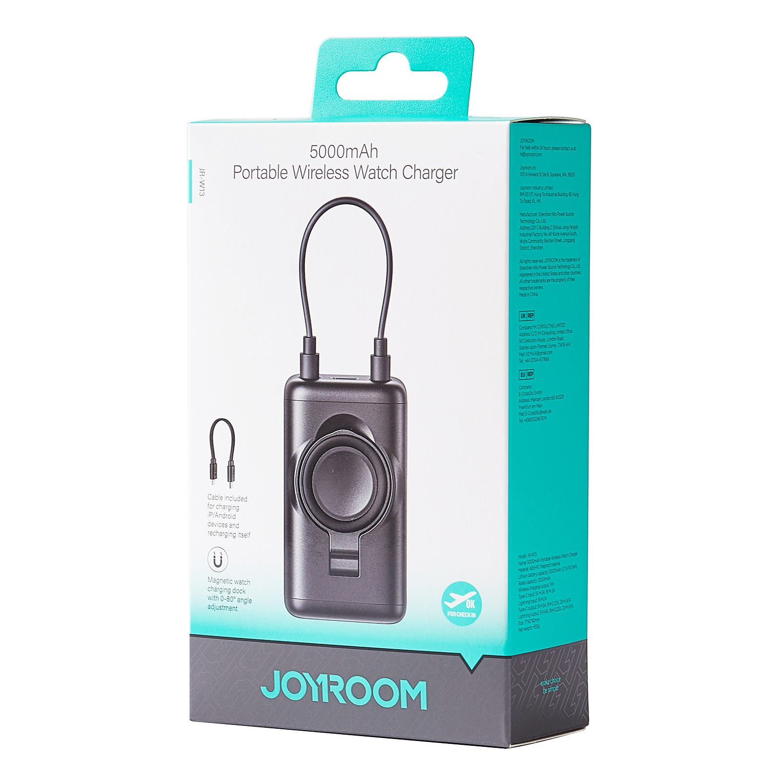 Joyroom JR-W13 5000mAh Powerbank és Apple iWatch Töltő - Fekete