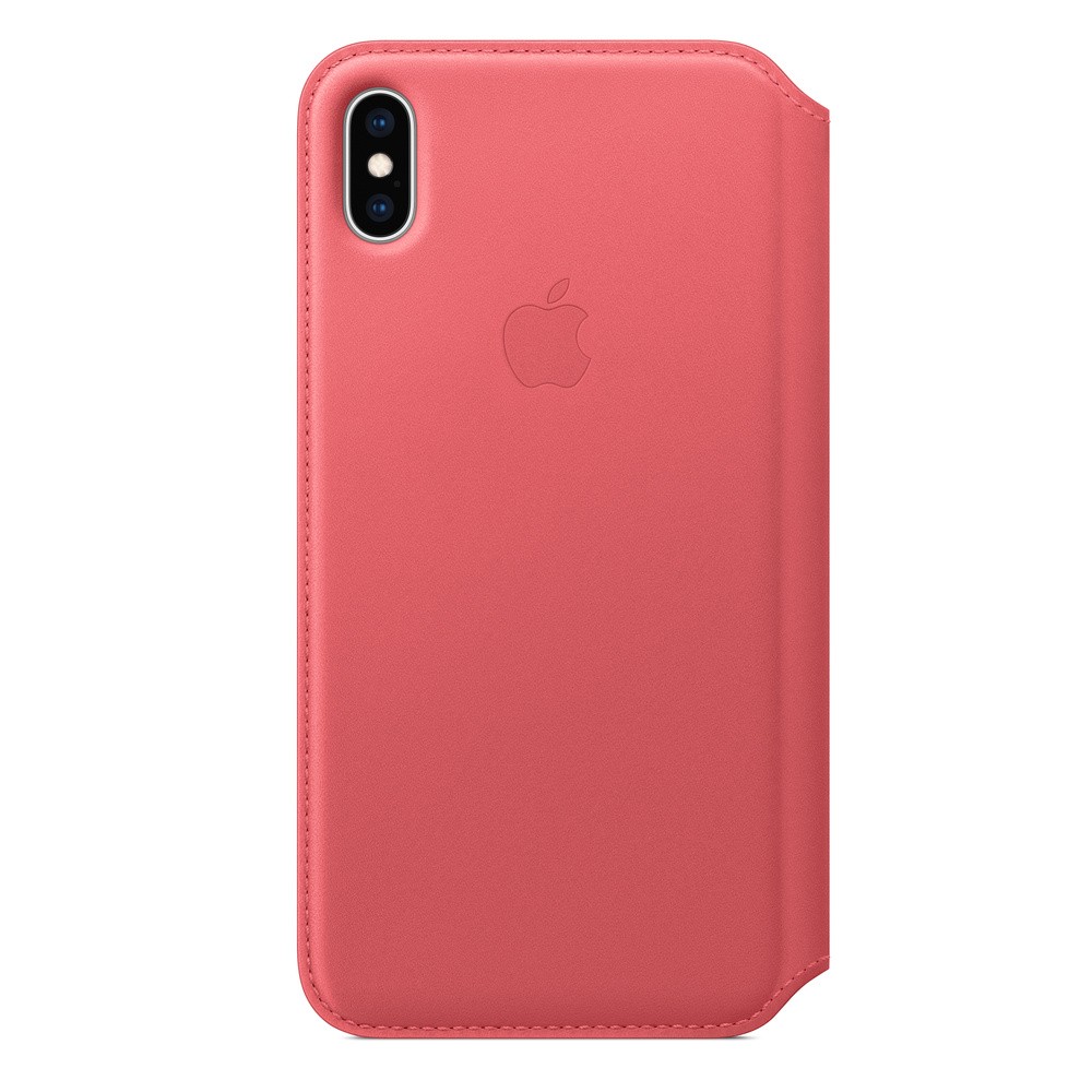 Apple iPhone XS Max Bőr Könyvtok - Rózsaszín
