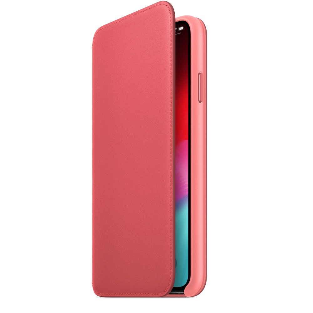 Apple iPhone XS Max Bőr Könyvtok - Rózsaszín