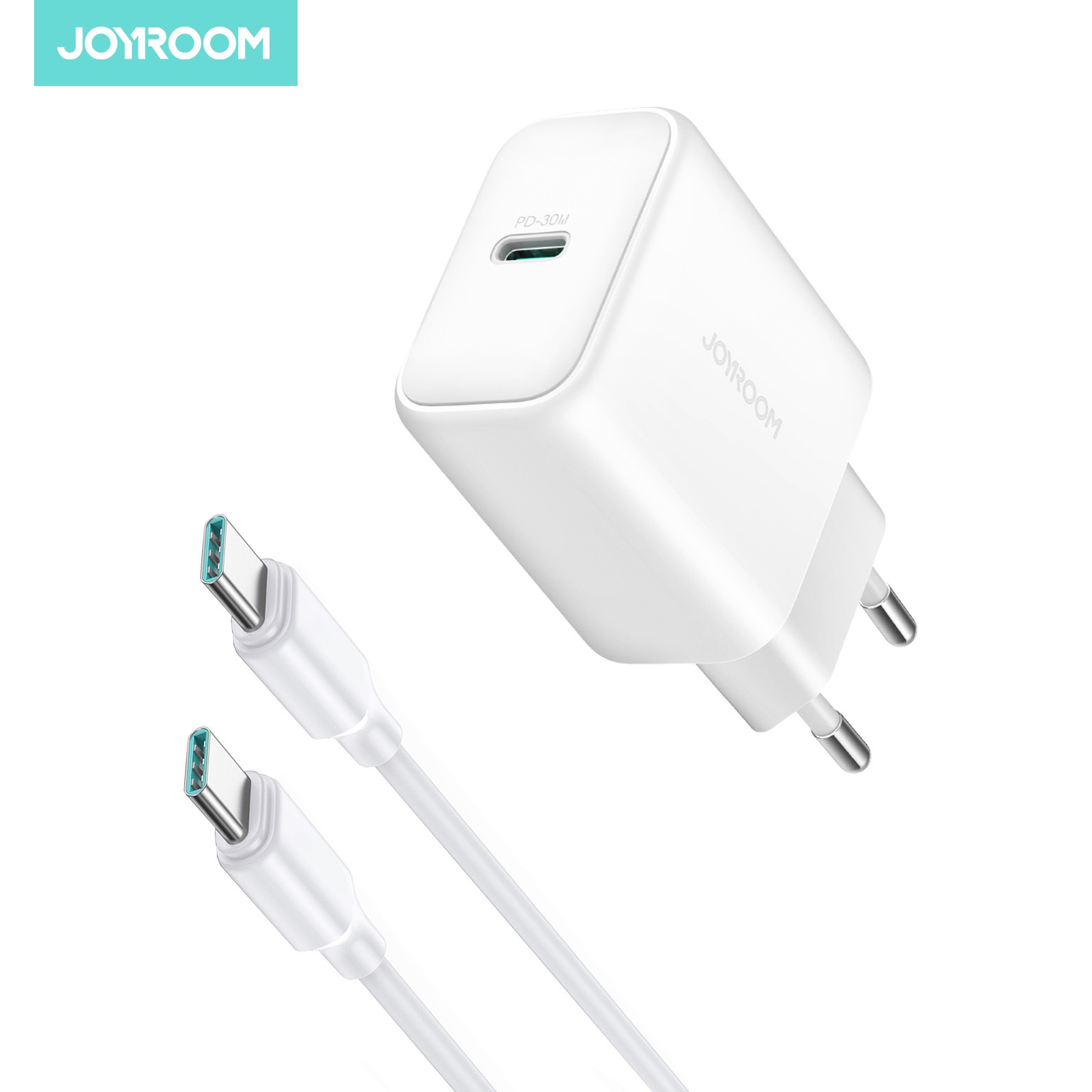 Joyroom JR-TCF24 30W Hálózati Töltő + USB-C 1M Adatkábel - Fehér