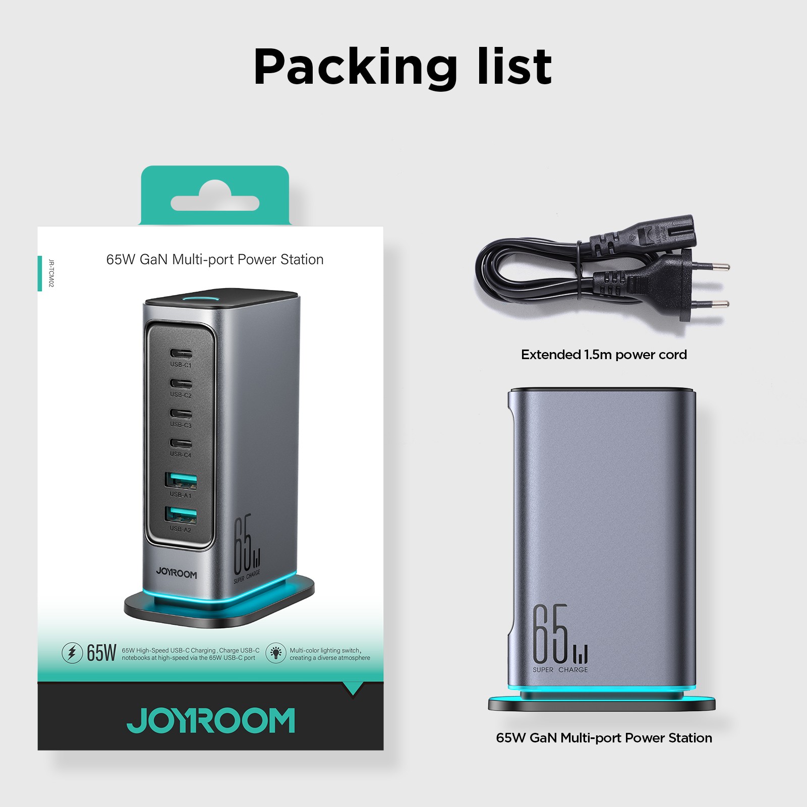 Joyroom JR-TCM02 65W Multi Hálózati Töltő - Fekete