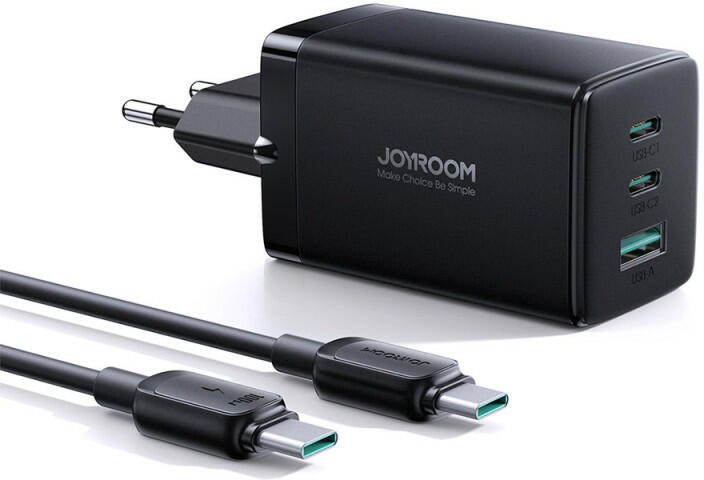 Joyroom JR-TCG01 65W Hálózati Töltő + USB-C 1M Adatkábel - Fekete