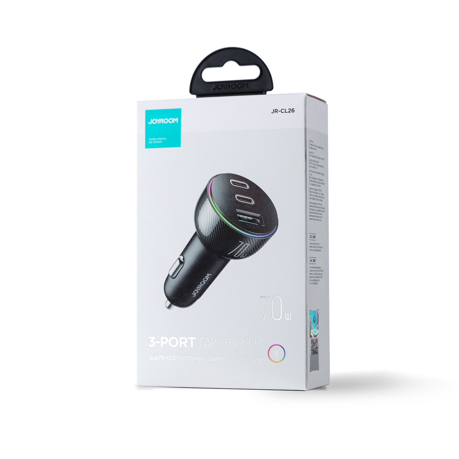Joyroom JR-CL26 Mini 70W Autós Töltőfej - Fekete