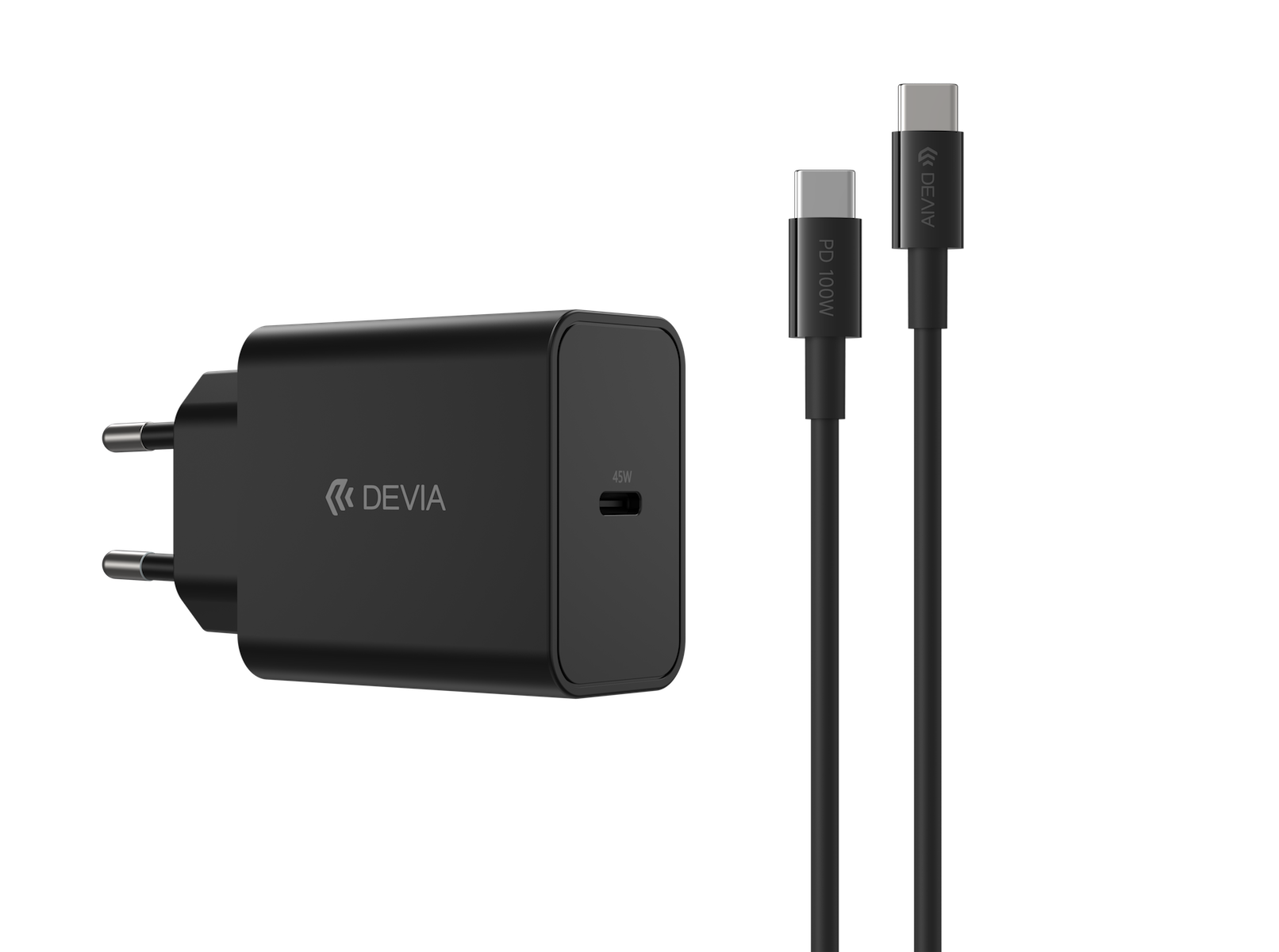 Devia GS-W45A0948 Rocket PD 45W Hálózati Töltőfej + PD USB Type-C Töltőkáb