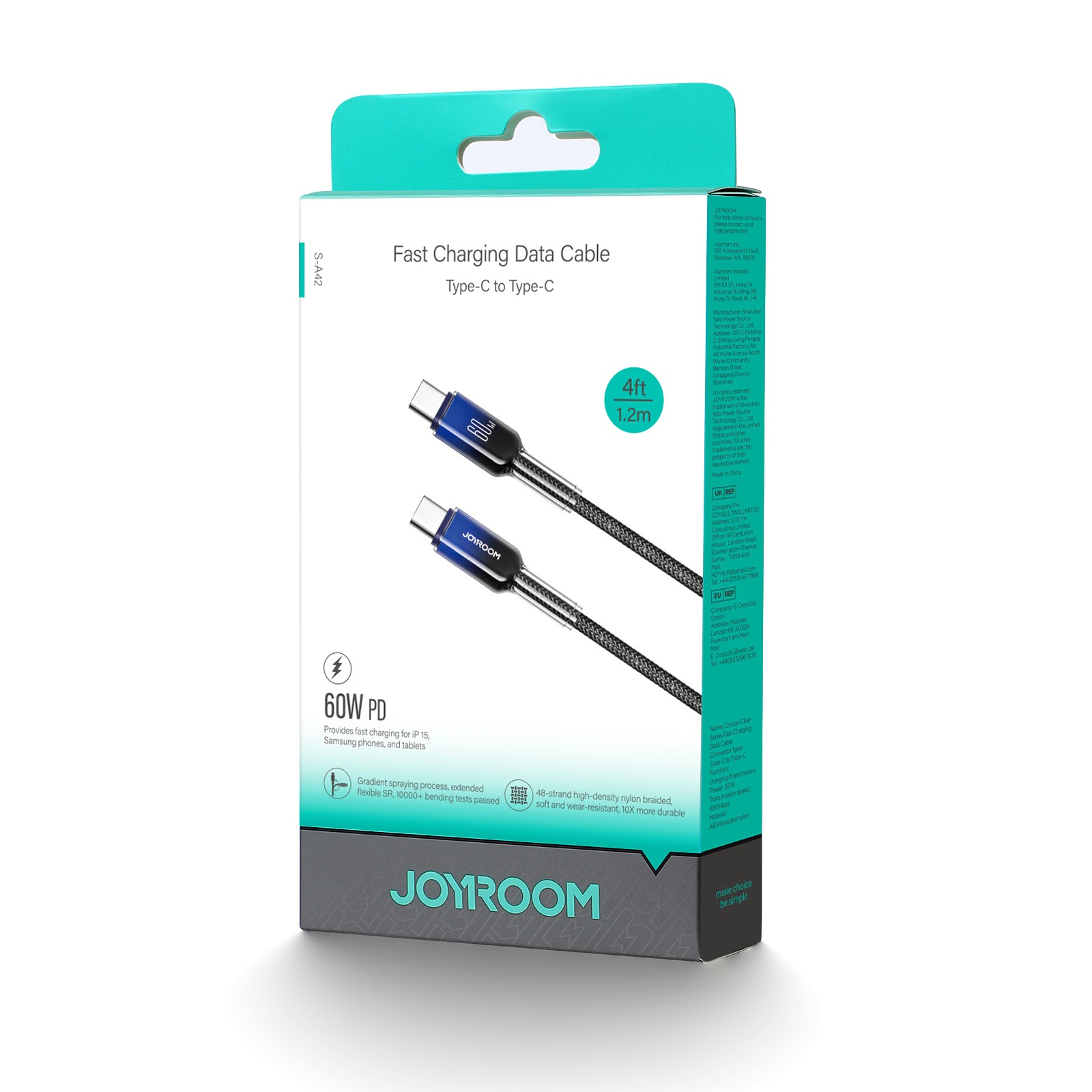 Joyroom S-A42 30W USB Type-C 1.2M Adatkábel - Fekete