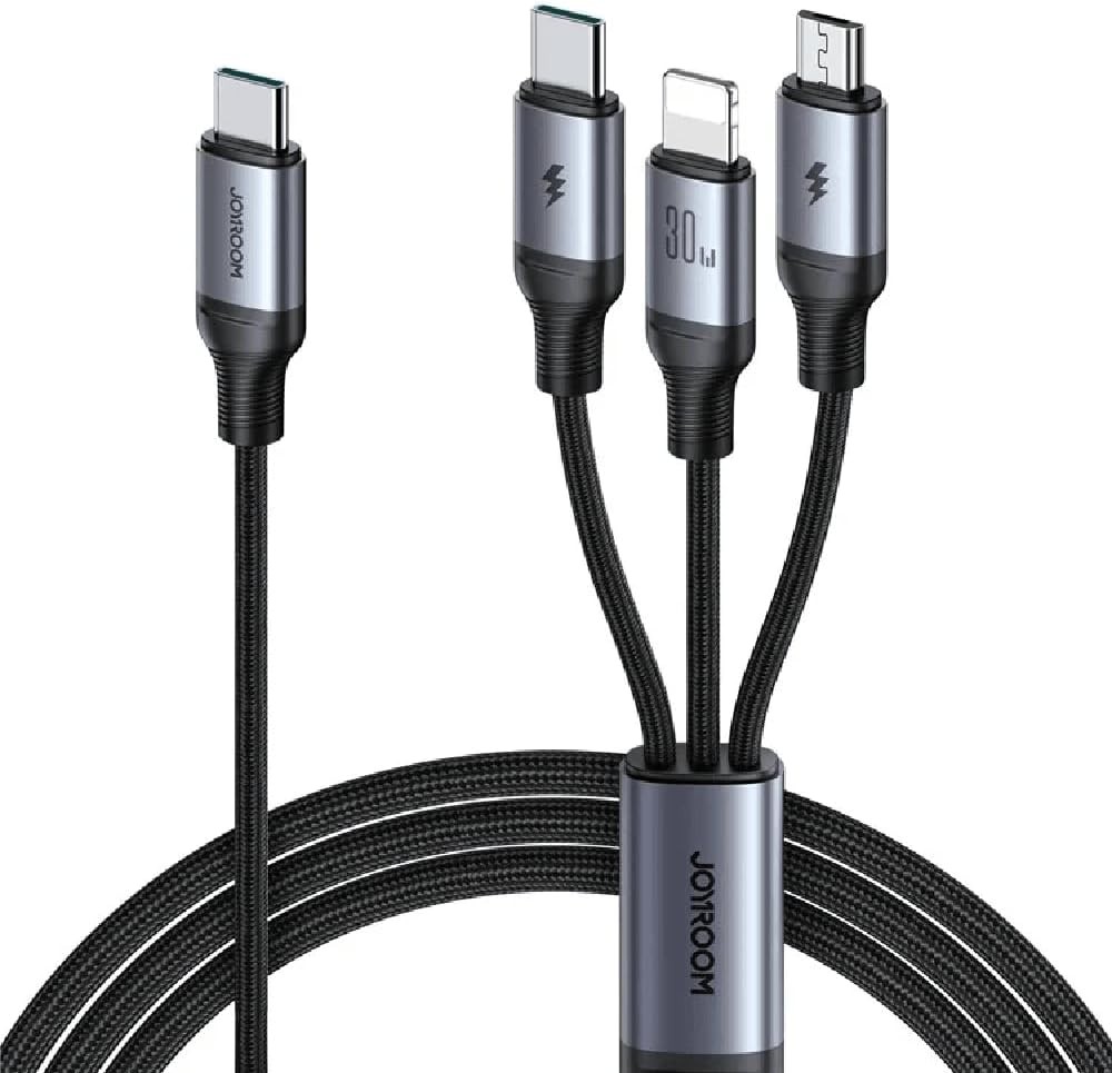 Joyroom S-A21 USB-Type C 3in1 1.2M 30W Adatkábel - Fekete