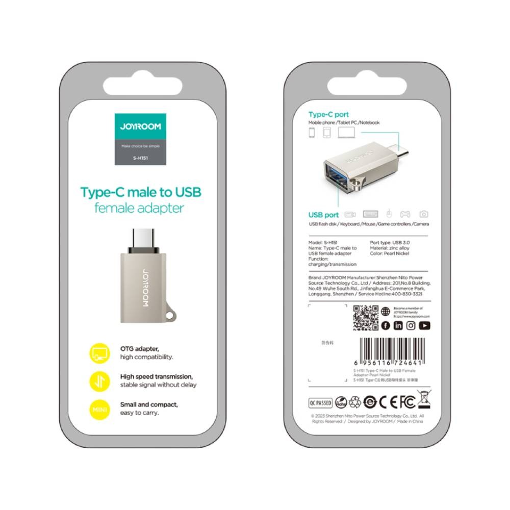 Joyroom S-H151 USB Type-C to USB Átalakító - Ezüst