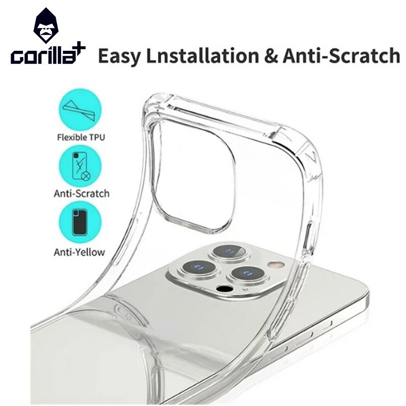 Apple iPhone 16 Gorilla+ Anti Shock TPU Tok - Átlátszó