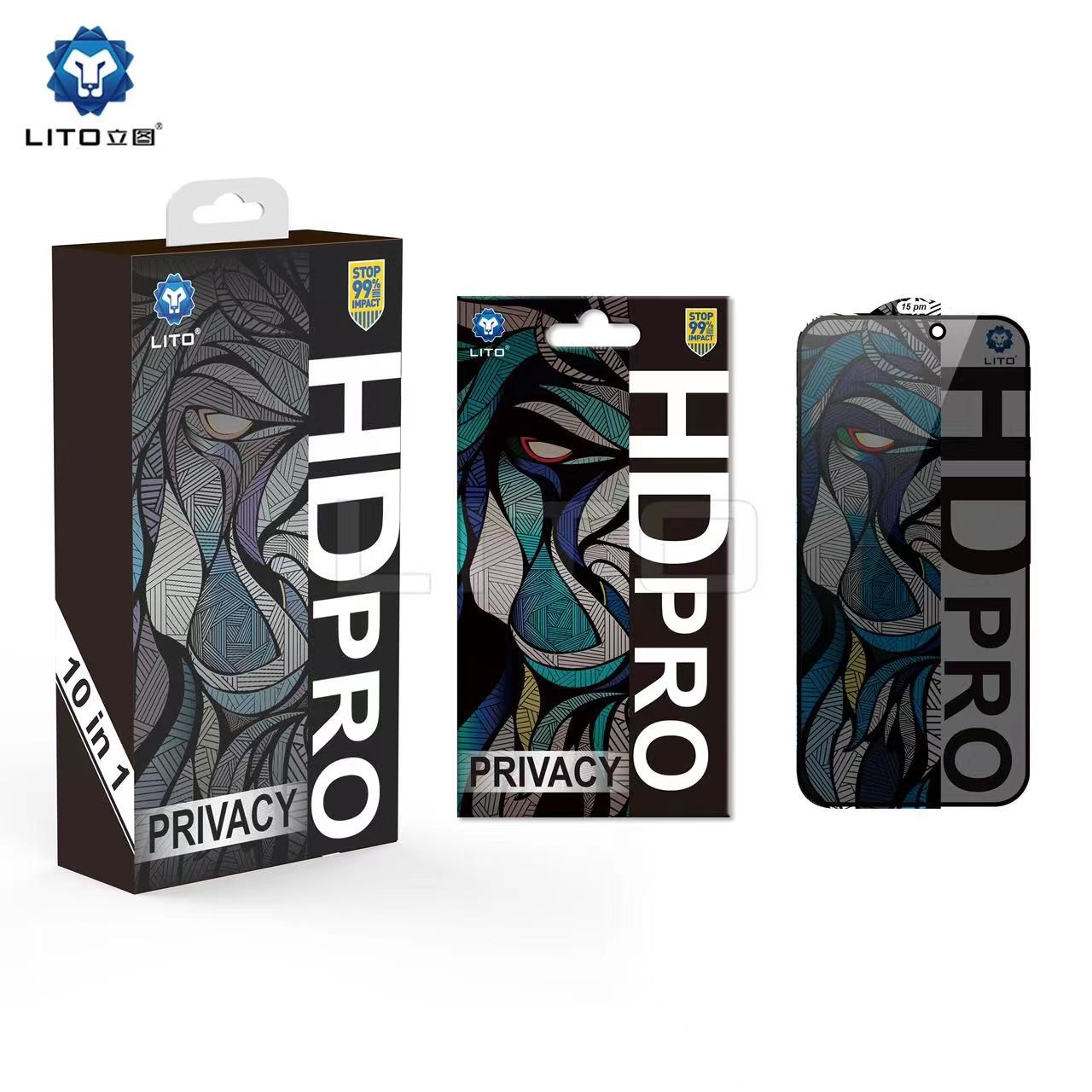 Apple iPhone 17 Pro Max Lito HD Pro ESD Privacy 2.5D Full Üvegfólia - Feke