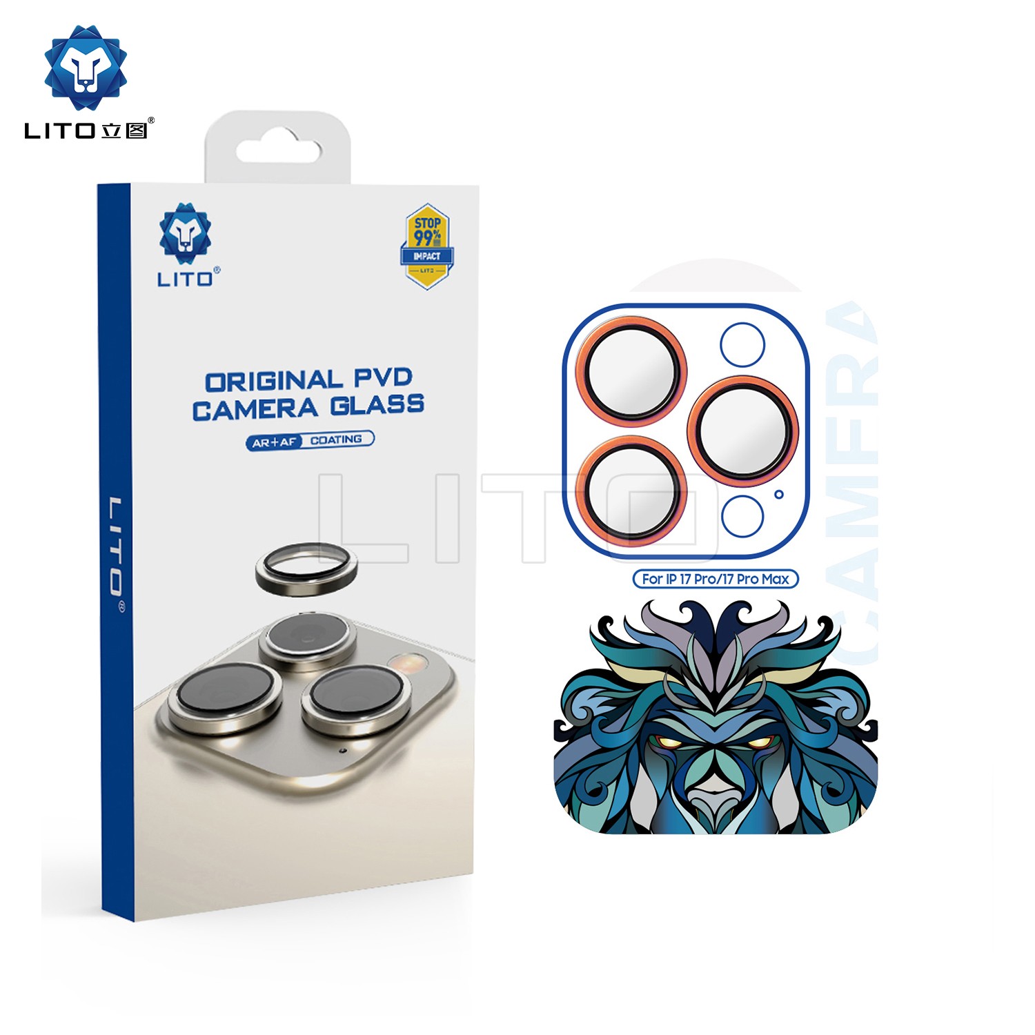 Apple iPhone 17 Pro/17 Pro Max Lito Titanium AR Kameravédő Üvegfólia - Nar